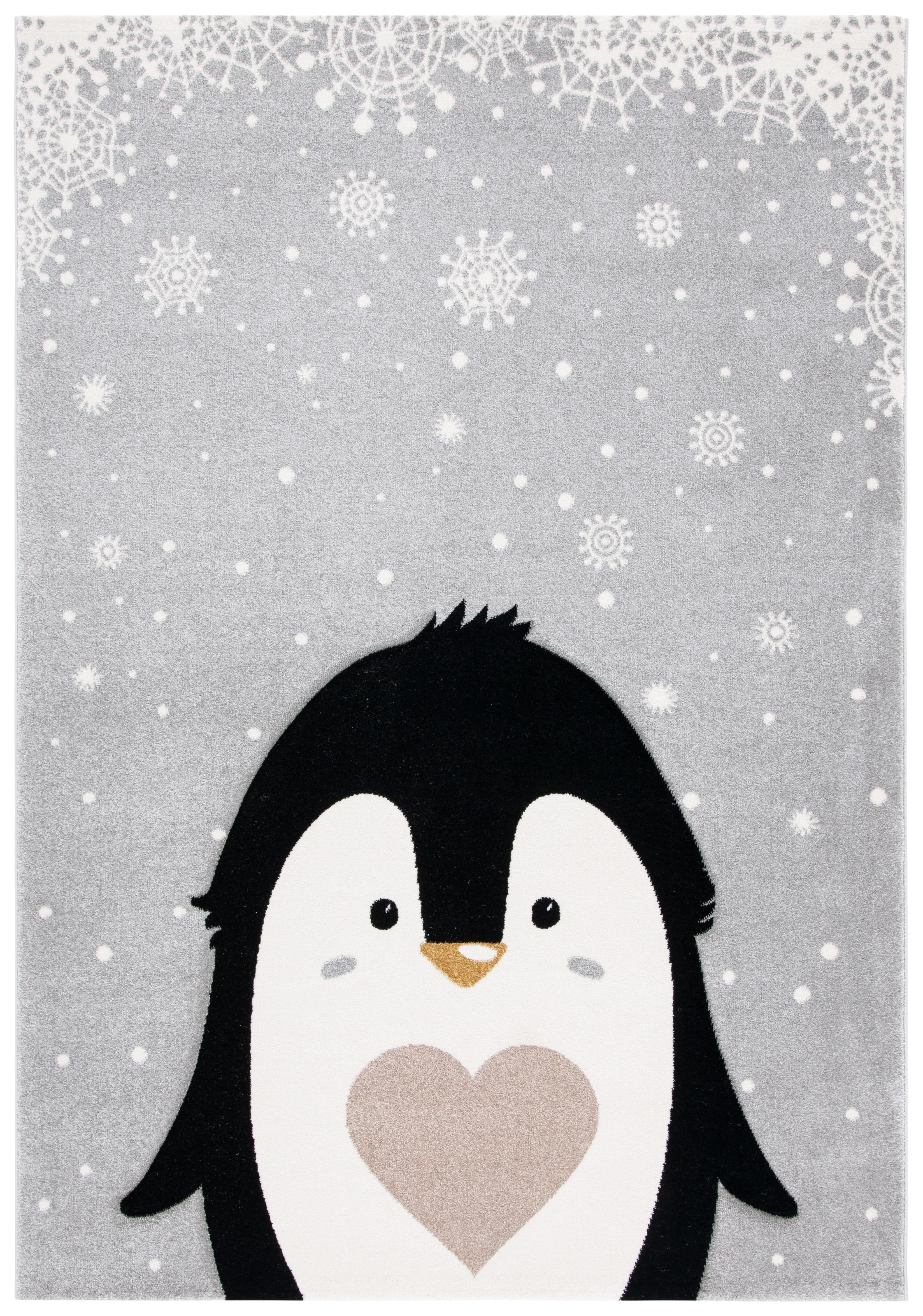 SAFAVIEH Carousel Kids Penguin in the Snow Area Rug, Light Gray/Black, 5'3" x 7'6" - Image 8