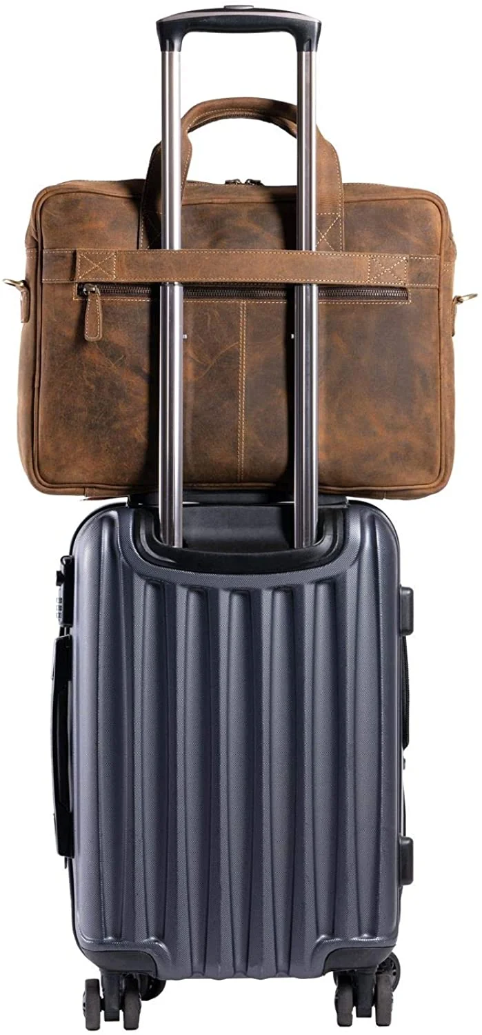 16-Inch Full Grain Leather Laptop Messenger Bag – Briefcase Satchel for Men and Women, Office Shoulder Bag with Multiple Compartments - Image 3