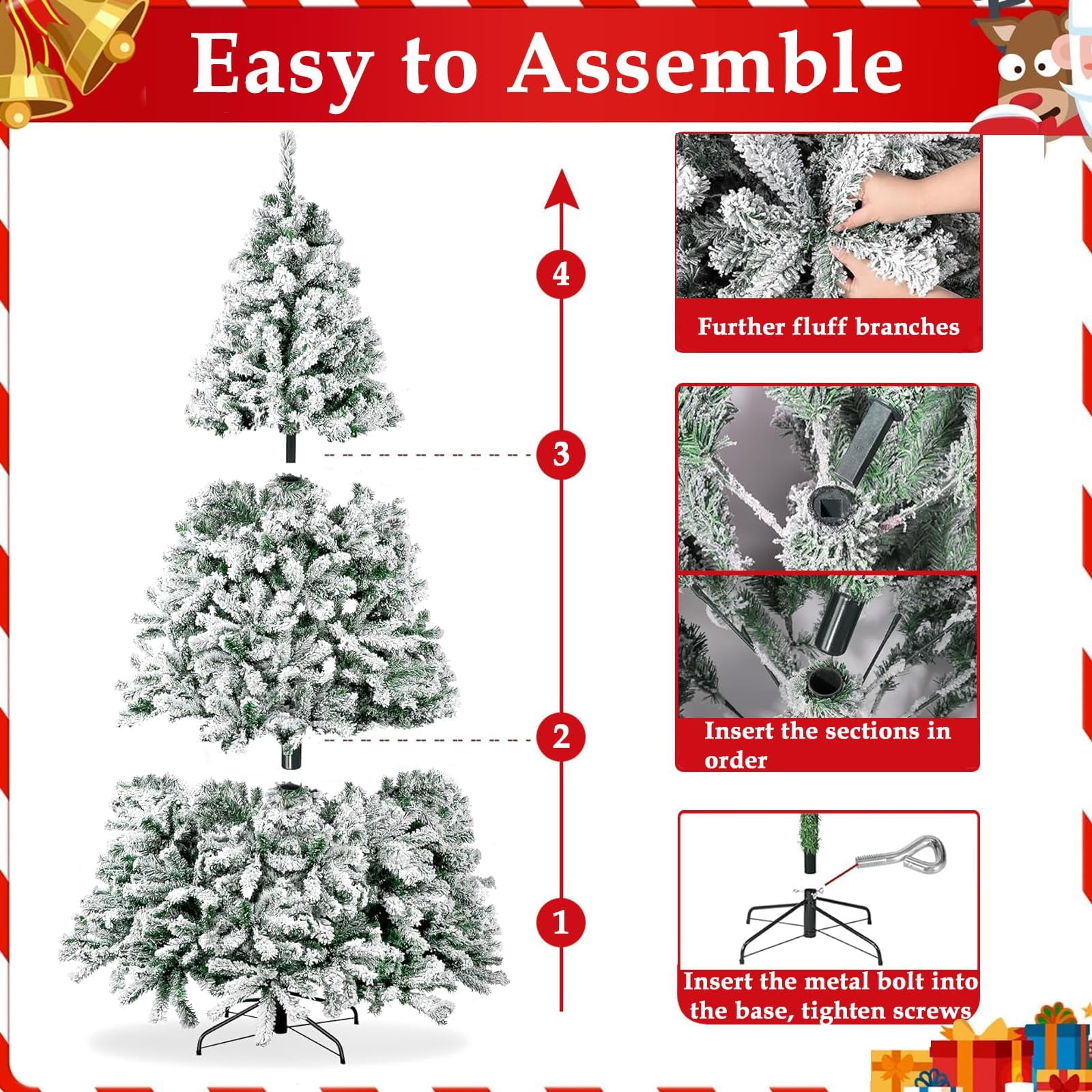 Fenbeli 6ft Pre-Lit Artificial Christmas Tree with 250 Multicolored LED Lights - Image 4