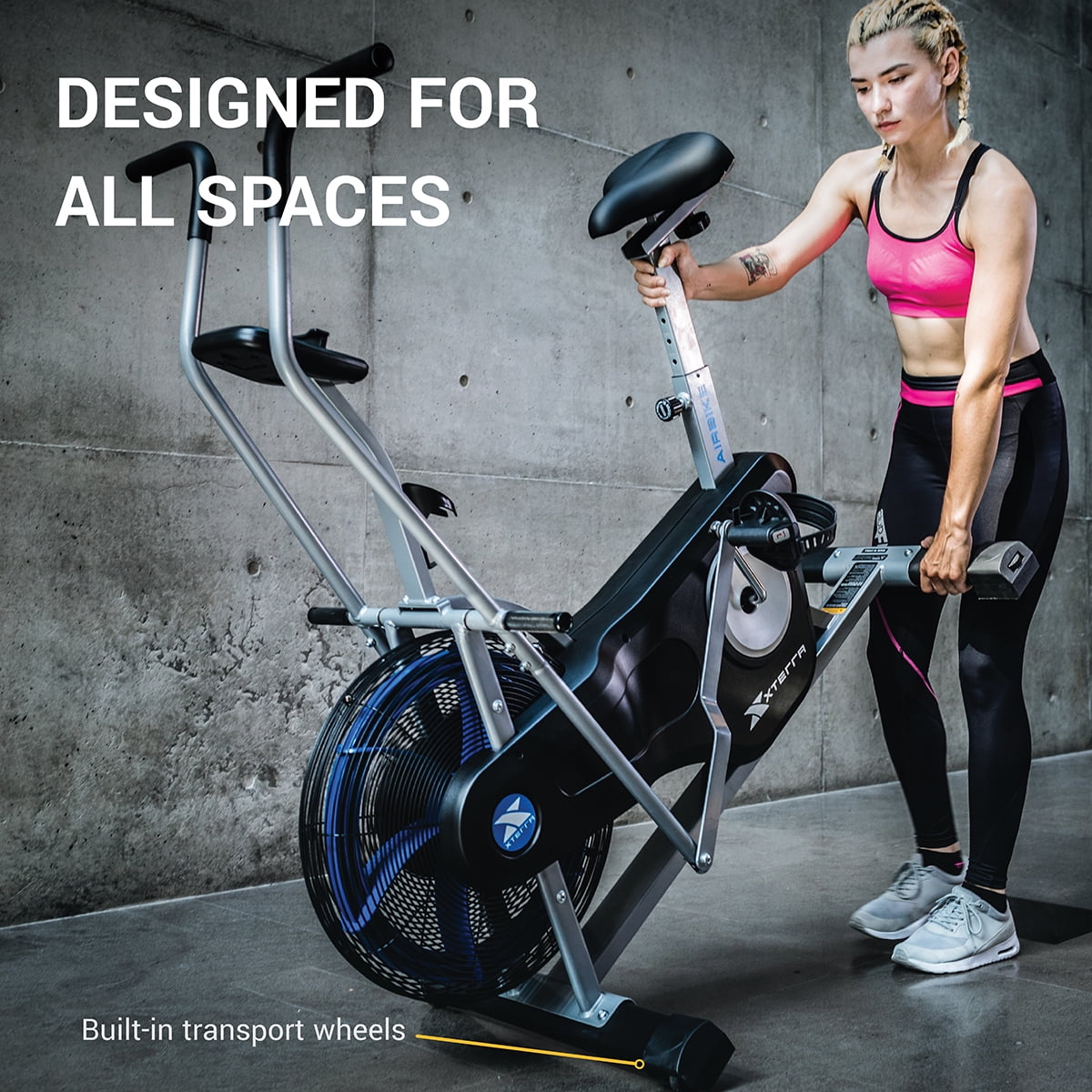 XTERRA Fitness AIR350 Low Impact Full Body Workout Exercise Bike with Wind Resistance and LCD Display - Image 3