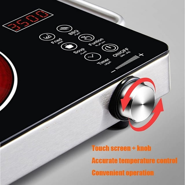 3500W Electric Ceramic Stove,Portable Cooktop,Infrared Induction Cooker Hot Plate,with All Cookware,Heat-Up In 5S with Timer,LED Screen,One-piece Panel for Easy Cleaning - Image 8
