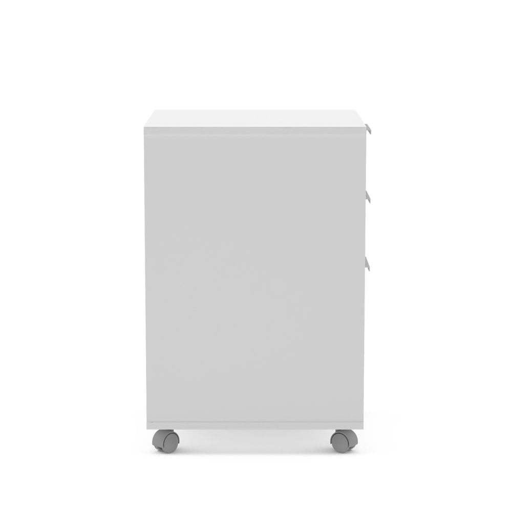 Polifurniture Durban Three Drawer Mobile Wood File Cabinet, White - Image 10