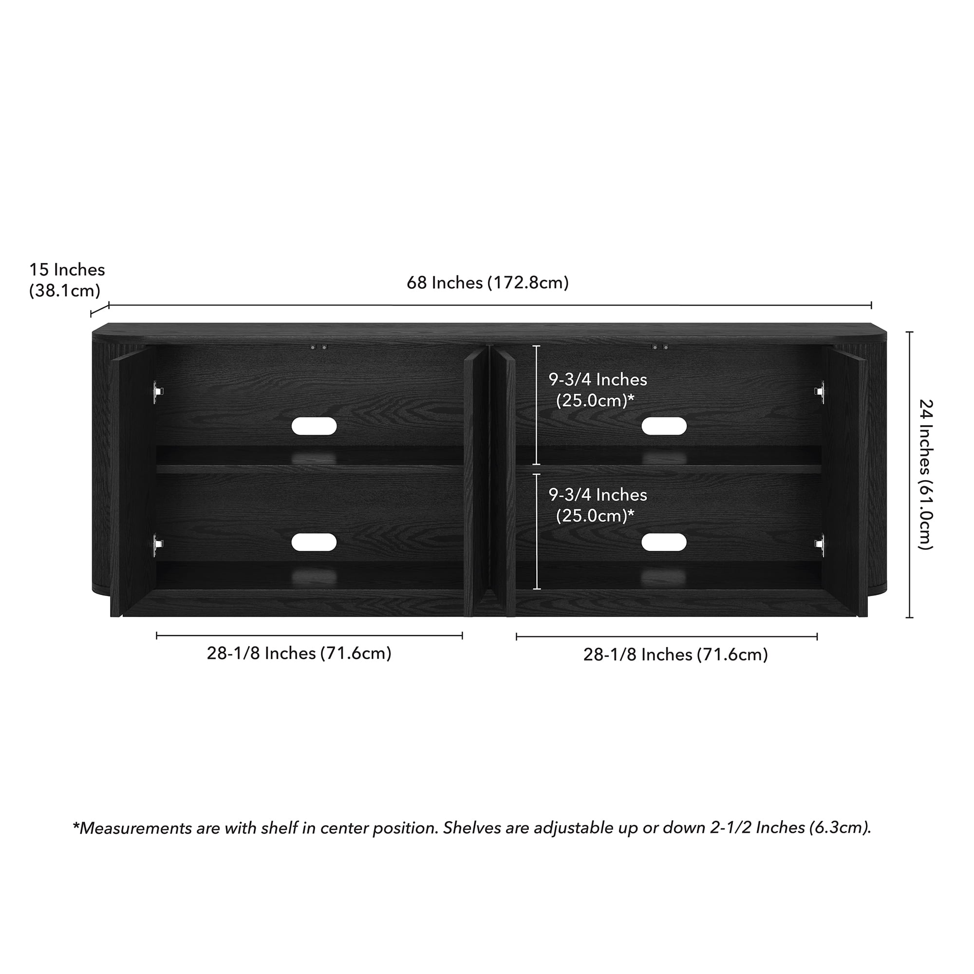 Evelyn&Zoe Canton Transitional TV Stand For TVs up to 75", Black Grain - Image 8
