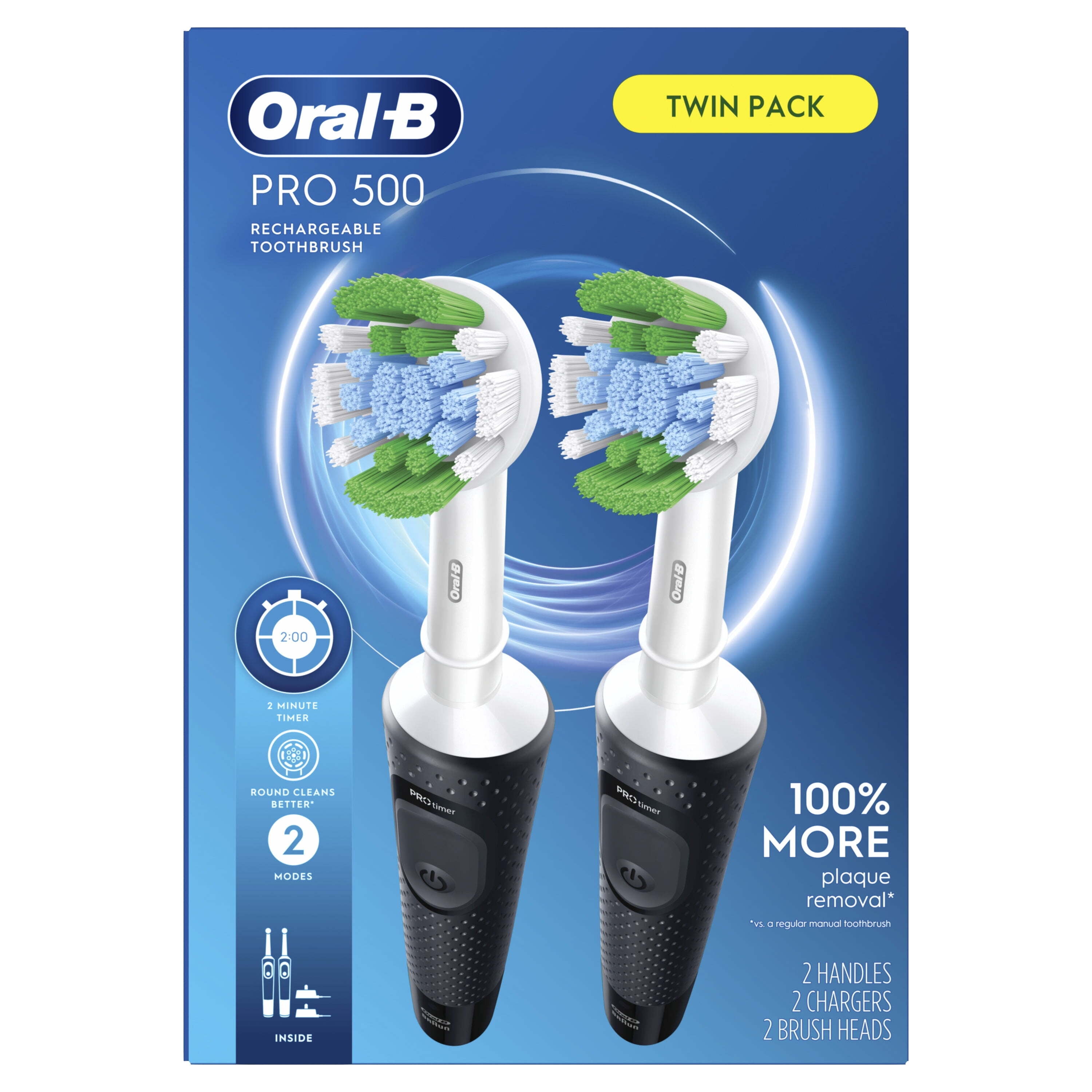 Oral-B Pro 500 Electric Toothbrush with (1) Brush Head, Black, for Adults and Children 3+ - Image 4