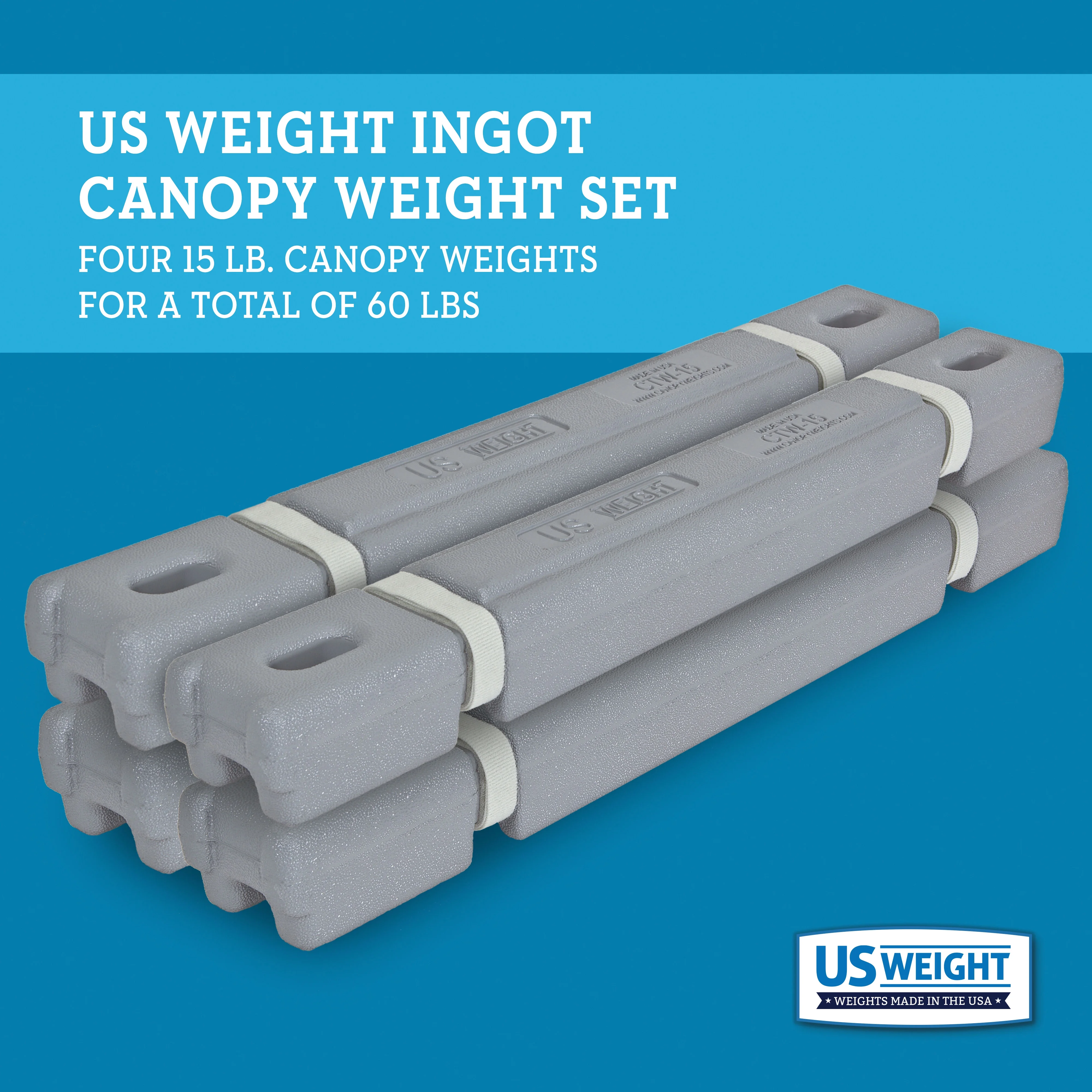 US Weight Four 15-Pound Ingot Canopy Weights Secure Tents and Canopies – 60 Pounds Total - Image 5