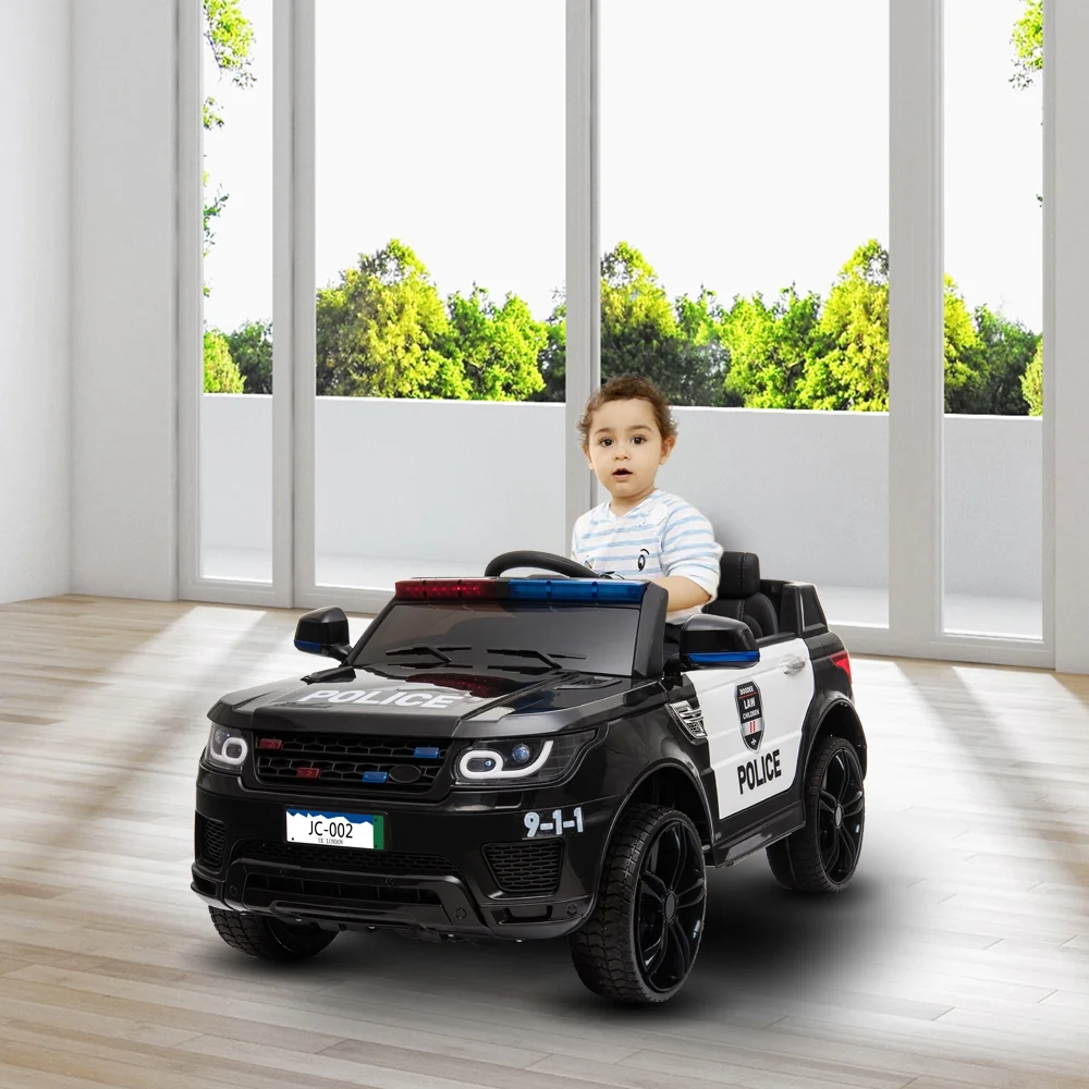 Zimtown Kids Ride On Car Police Electric Car Double Drive 12V Battery Motorized Vehicles Children's Toy Car Safe w/ Remote Control, 3 Speeds, Music, Seat Belts, LED Lights - Image 5