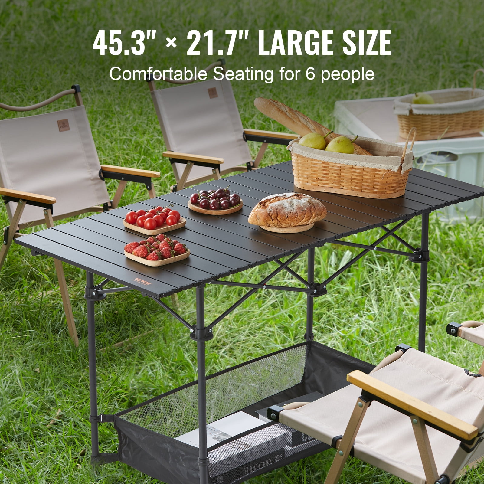 VEVOR Folding Portable Camping Table Aluminum Outdoor Table Storage & Carry Bag - Image 3