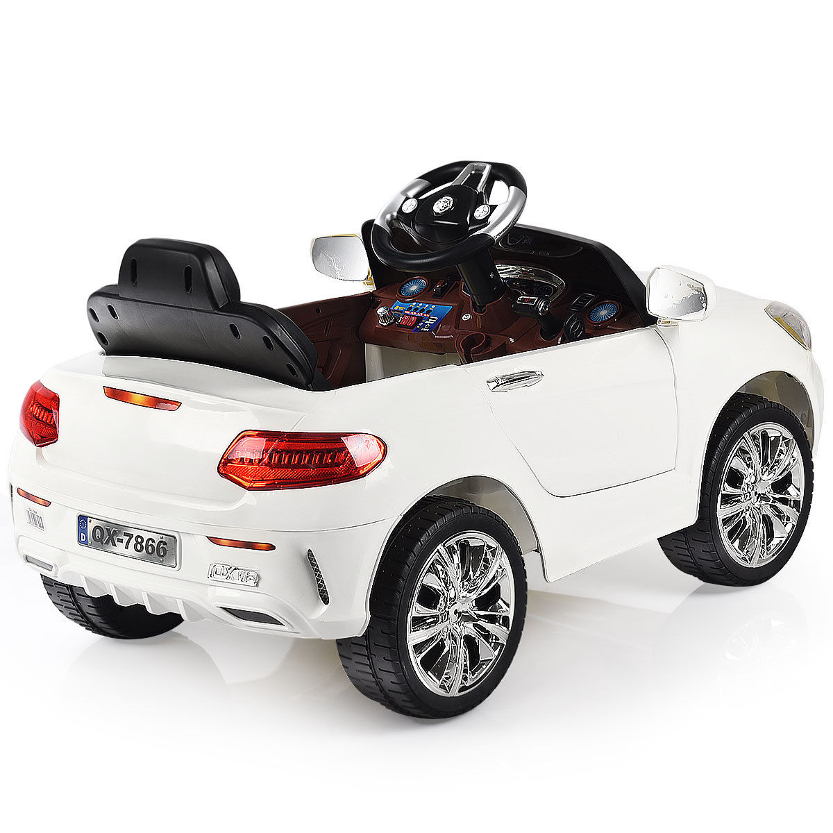 Costway 6V Kids Ride On Car RC Remote Control Battery Powered w/ LED Lights MP3 White - Image 4
