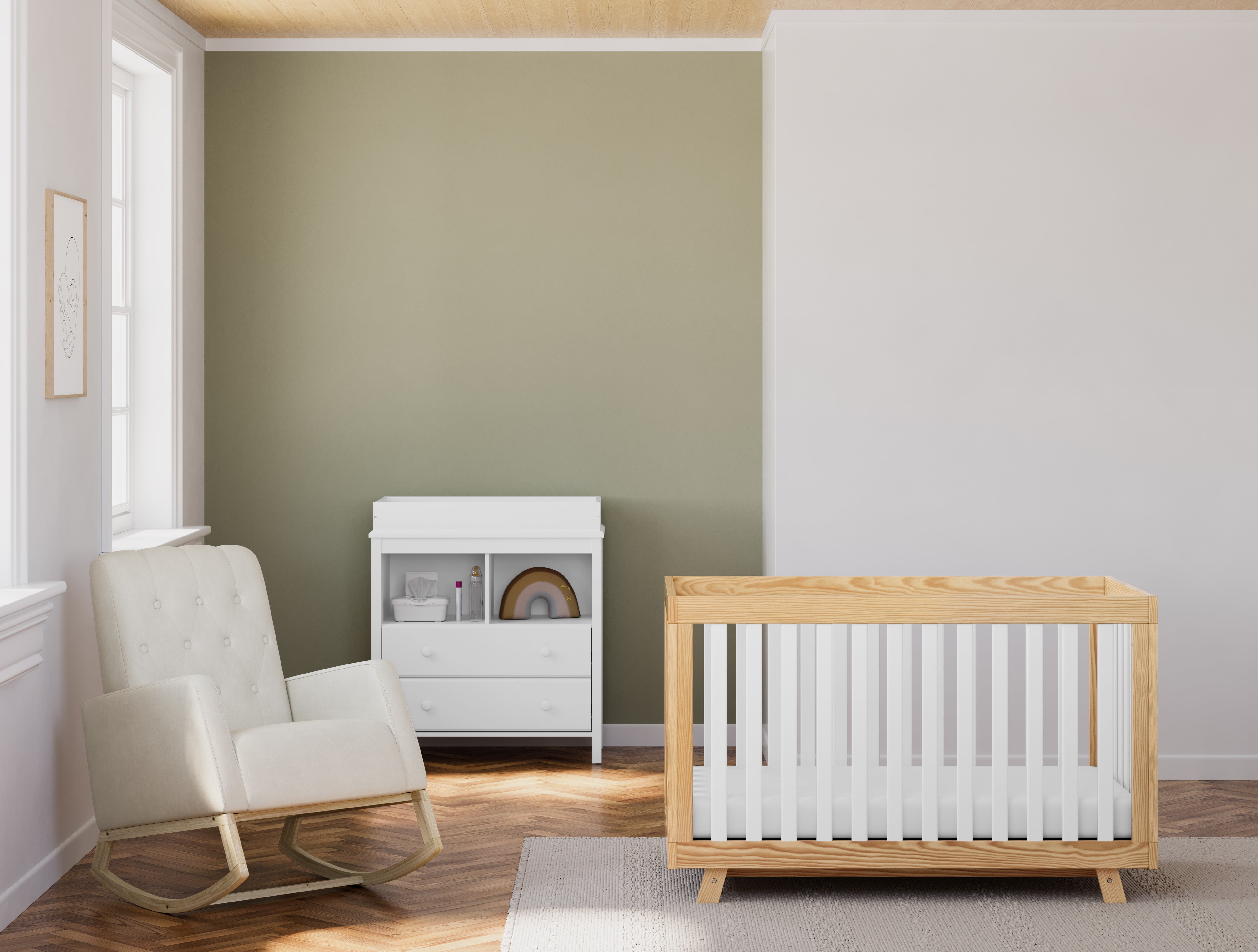 Storkcraft Beckett 3-in-1 Convertible Baby Crib, Natural/White - Image 8