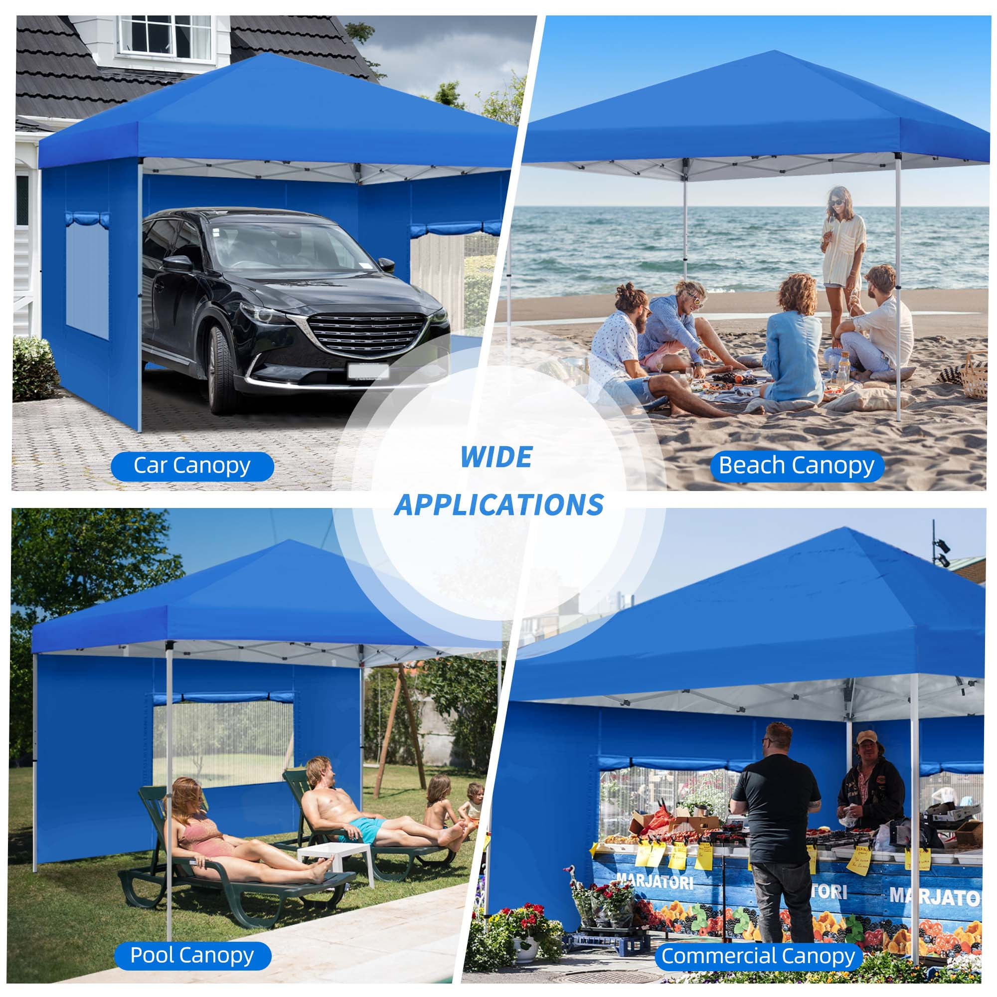 Uforic 10 ft x 10 ft Easy Pop up Outdoor Canopy Tent with 4 Removable Sidewall, Blue - Image 8