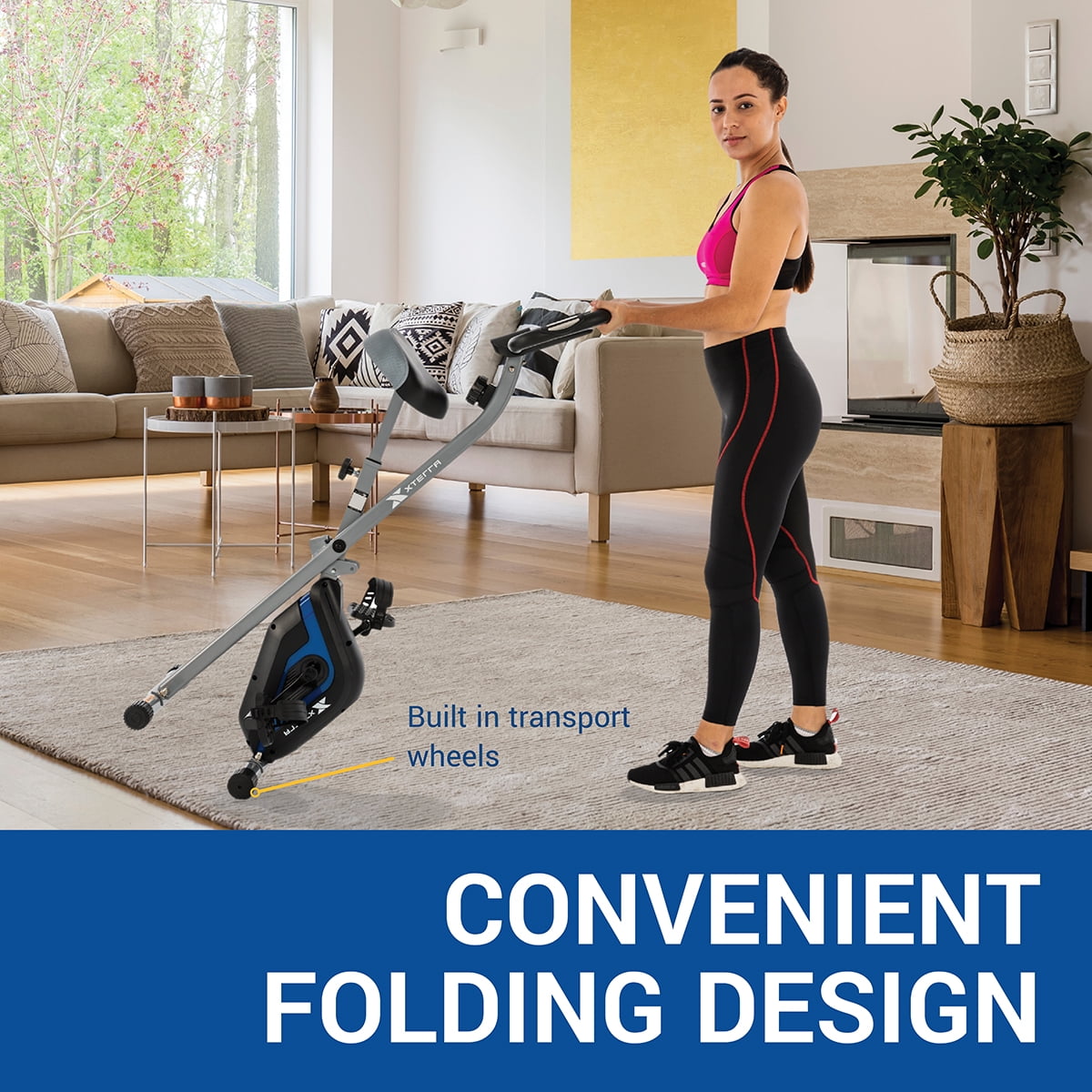 XTERRA Fitness FB160 Compact Folding Stationary Bike with Heart Rate Sensors and Large Padded Seat - Image 4