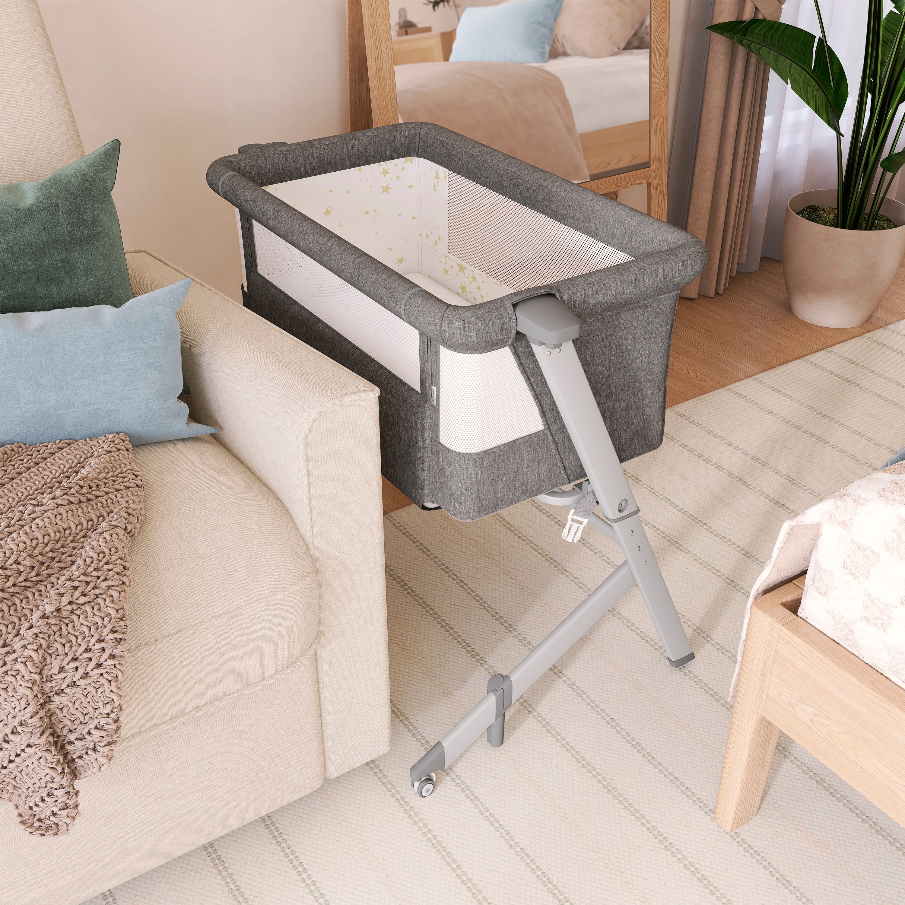 Dream On Me Skylar Bassinet and Bedside Sleeper, JPMA Certified, Easy to Fold & Carry, Grey - Image 8