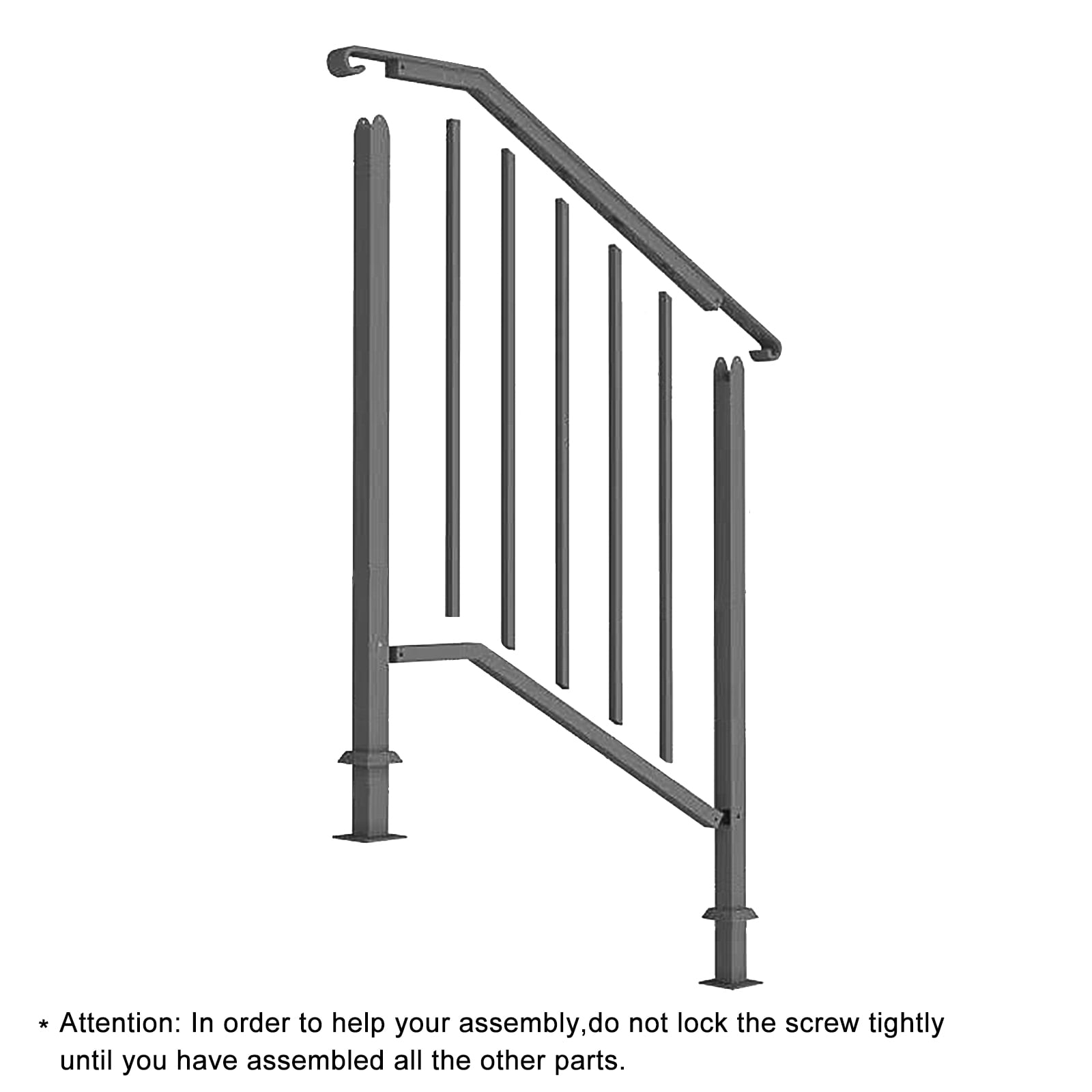 Zimtown Handrail for Stairs Fits 2 or 3 Steps Outdoor Stair Railing Picket Black Wrought Iron Handrail - Image 7