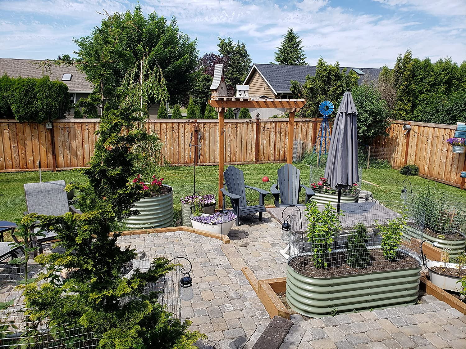 Vego Garden 17" Tall 4 in 1 Modular Metal Raised Gardening Beds Kit Metal Planter Box Olive Green - Image 8