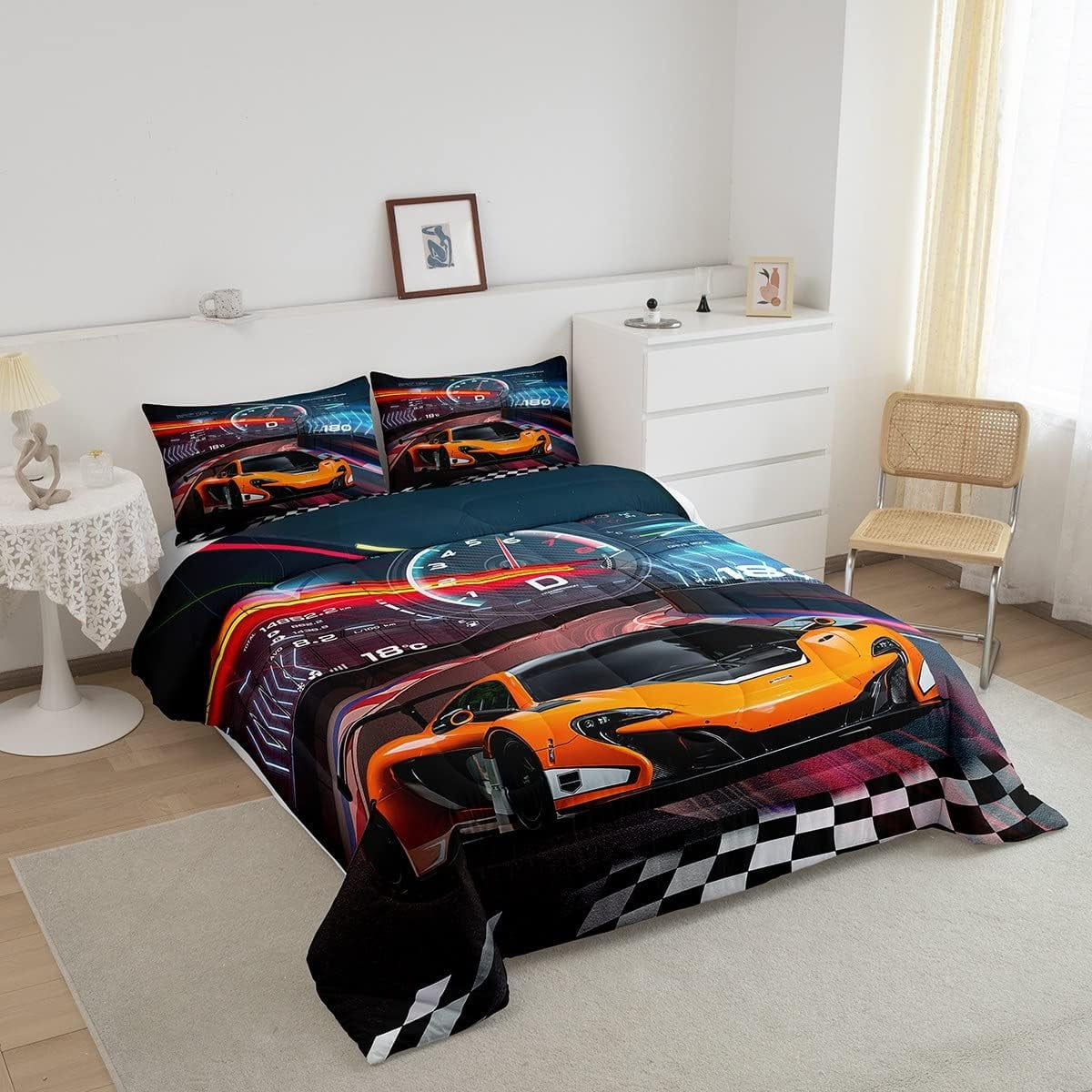 YST Race Car Bedding Set Boys Extreme Sports Comforter Set for Kids Boys Cool Car Comforter Car Sports Quilt Set 1 Comforter Set with 1 Pillowcase Twin Size - Image 6