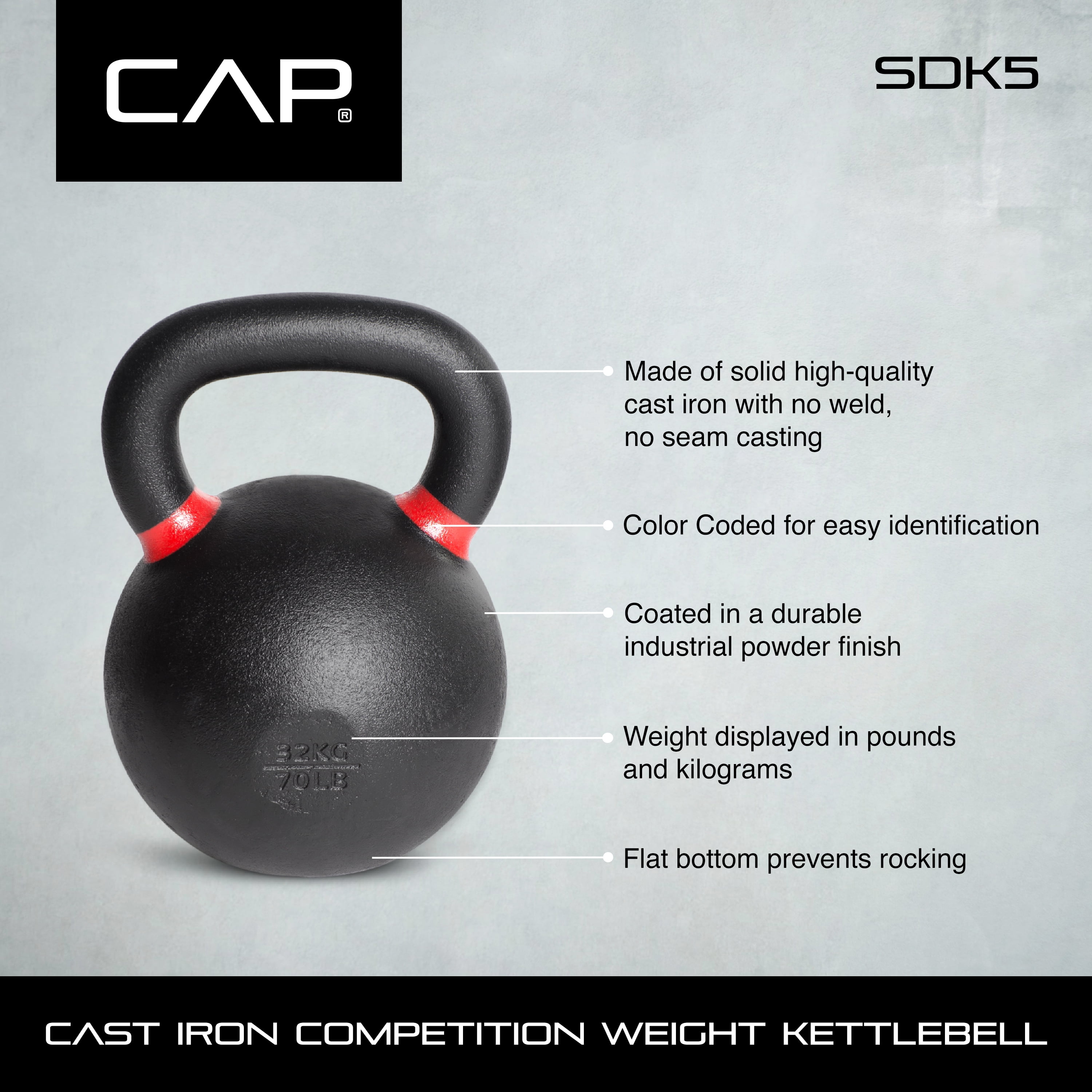 CAP Barbell Cast Iron Competition Weight Kettlebell, 18lbs - Image 5