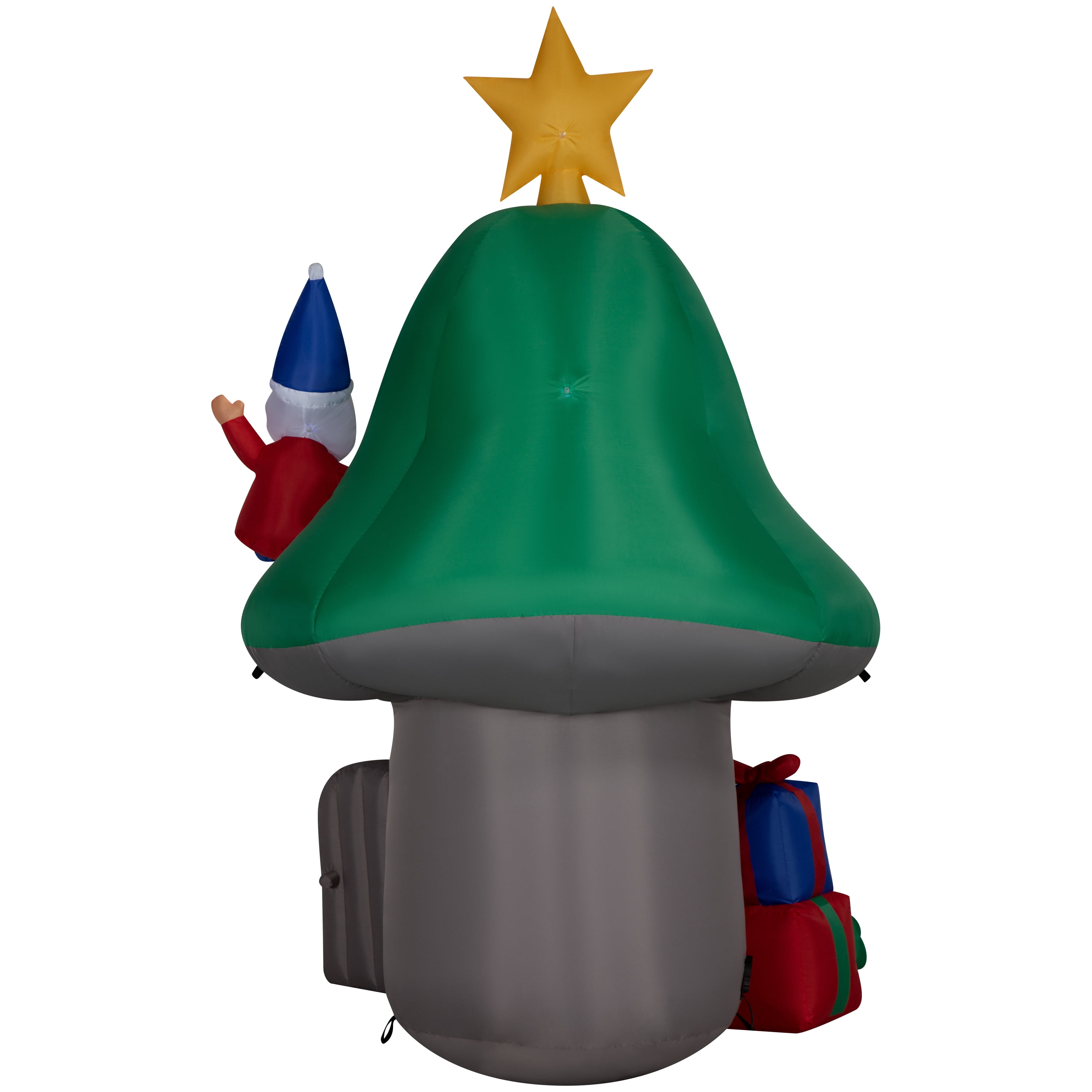 New Christmas Airblown Inflatables Yard Decoration Mushroom Christmas Tree with Gnomes Scene, 8 ft - Image 6