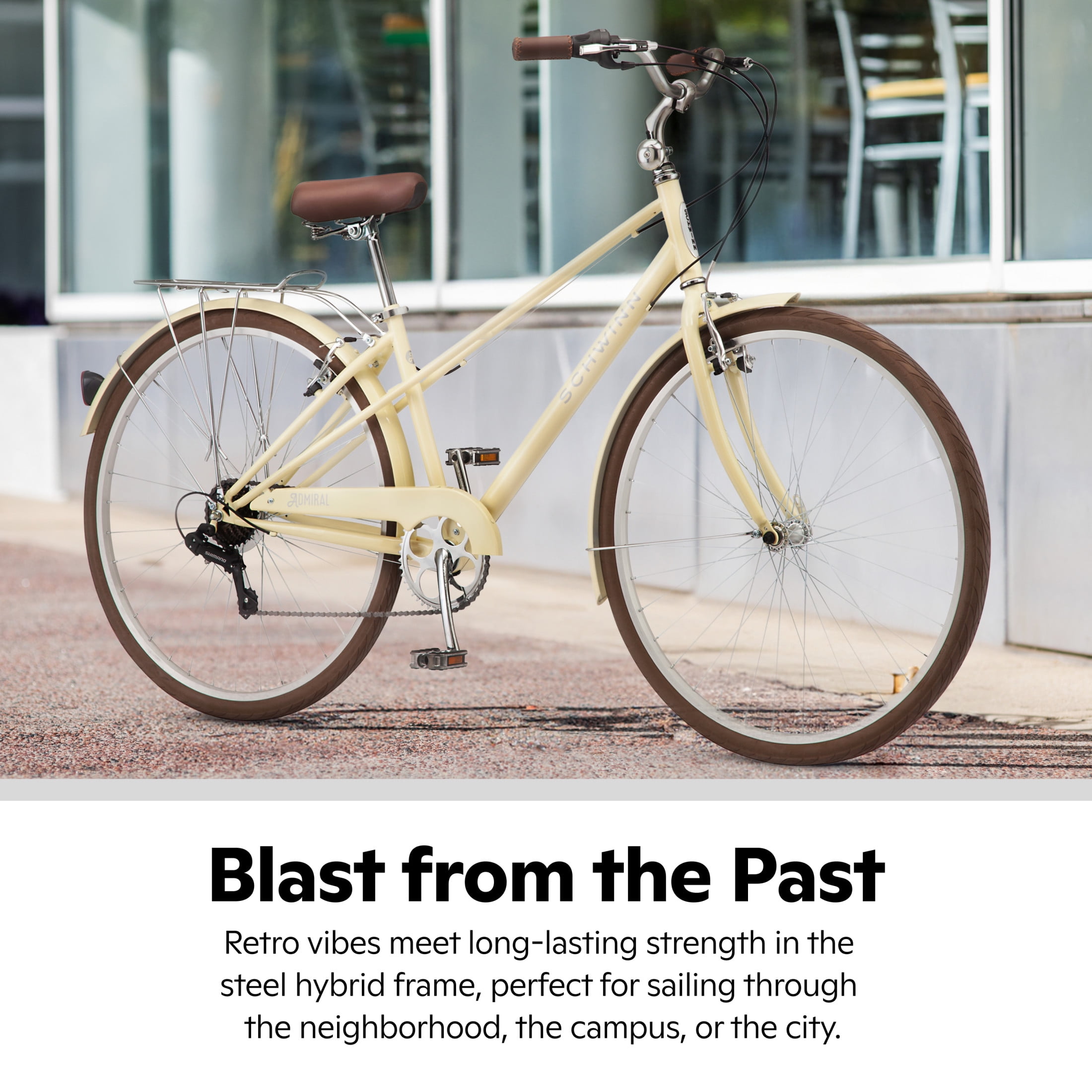 Schwinn Admiral 700c Adult Hybrid Bike, 7 Speed, Unisex Bike, Cream - Image 3