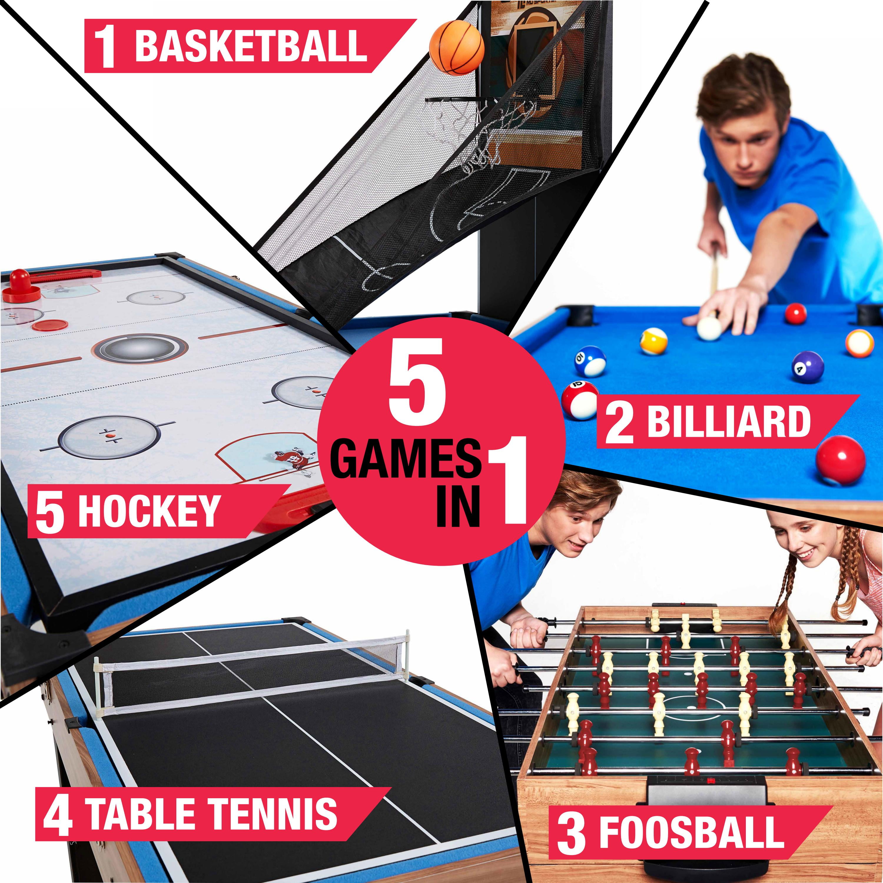 5-in- 1 Combo Game, Pool Table , Hockey, Foosball, Table Tennis, Basketball by MD Sports - Image 4