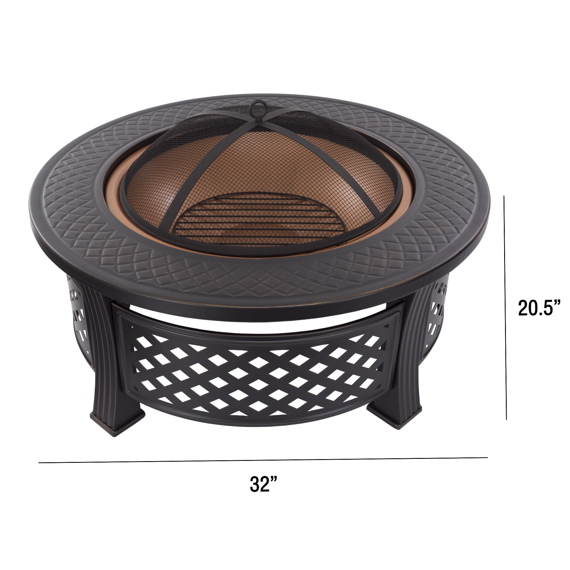Pure Garden Outdoor Fire Pit – 32” Round Wood Burning Pit with Spark Screen, Poker & Cover, Bronze - Image 6