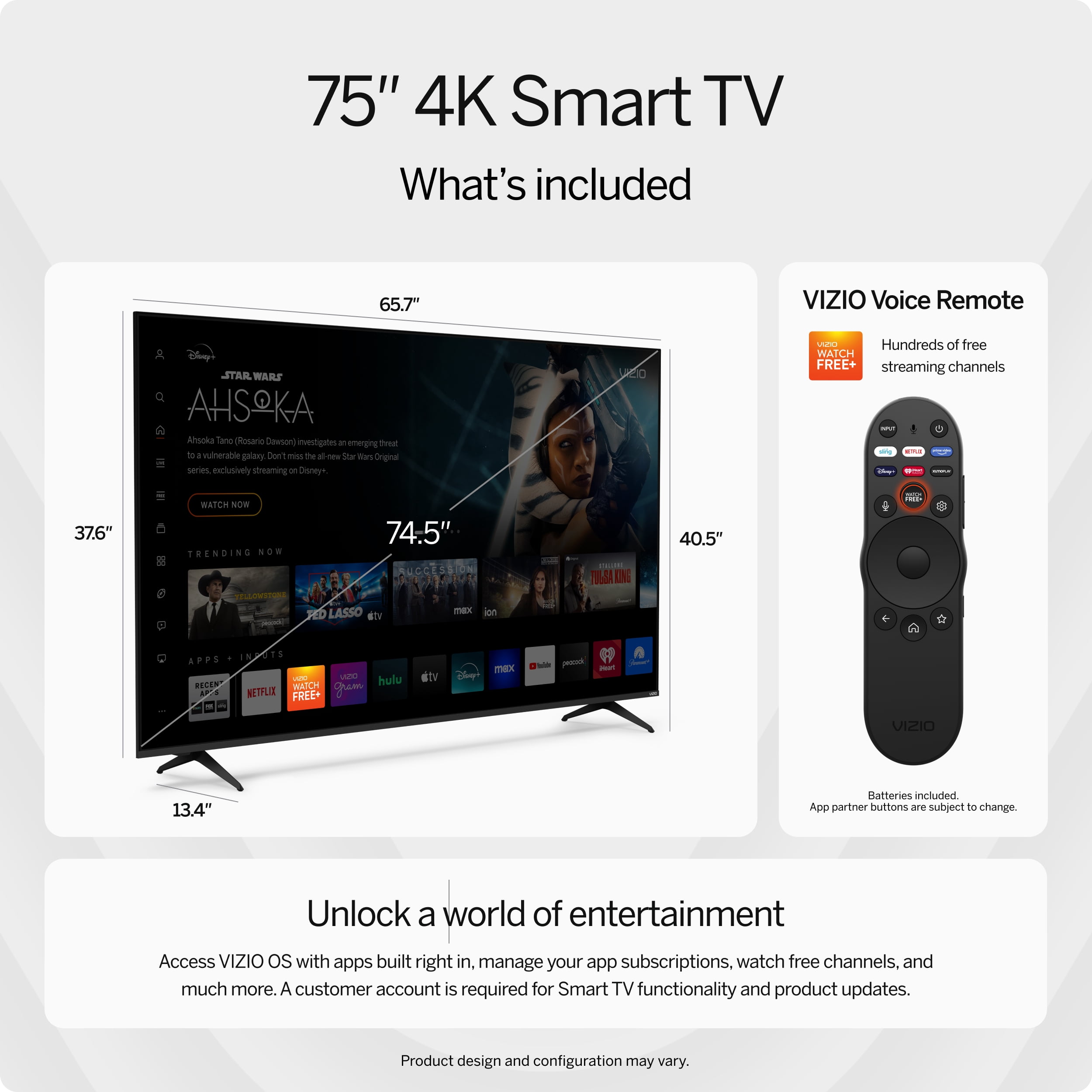 VIZIO 75” Class 4K UHD LED HDR Smart TV (V4K75M-08) - Image 6