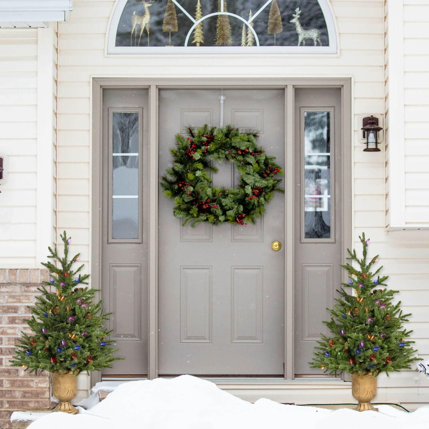 Fraser Hill Farm 3-Ft. Noble Fir Artificial Tree with Metallic Urn Base and Battery-Operated Multi-Colored LED String Lights, FFNF042-6GRB - Image 8