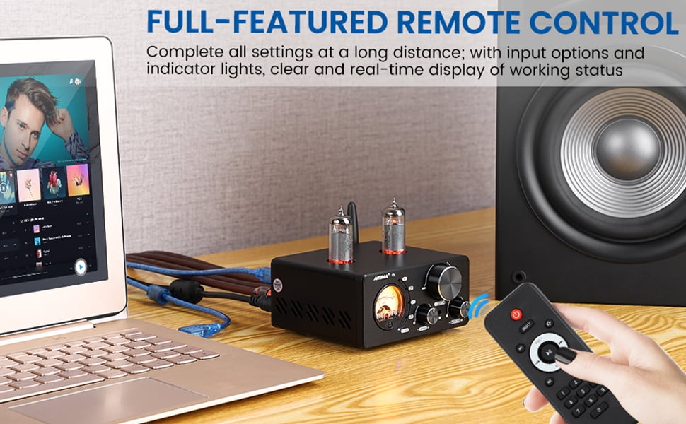 AIYIMA T9 HiFi Bluetooth 5.0 Vacuum Tube Amplifier 2.1 channel DAC Stereo Amplificador Coax Opt Home Audio Power Amplifier VU Meter 100W - Image 15