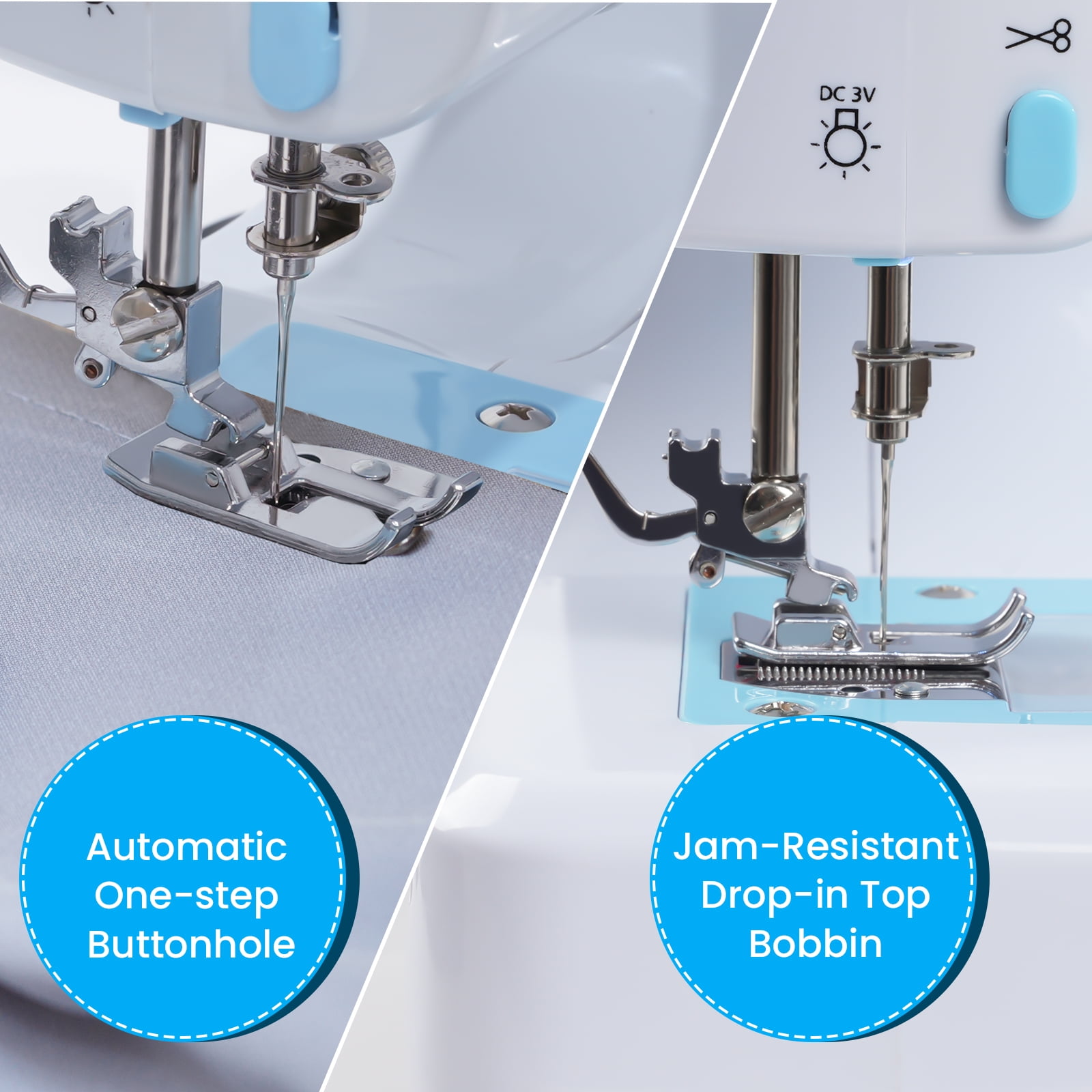 VAVSEA Sewing Machine with Extension Table, Dual Speed Portable Sewing Machine with Accessory Kit, 12 Built-in Stitches, Sewing Kit for Household Use, Perfect for Beginners, Blue - Image 7