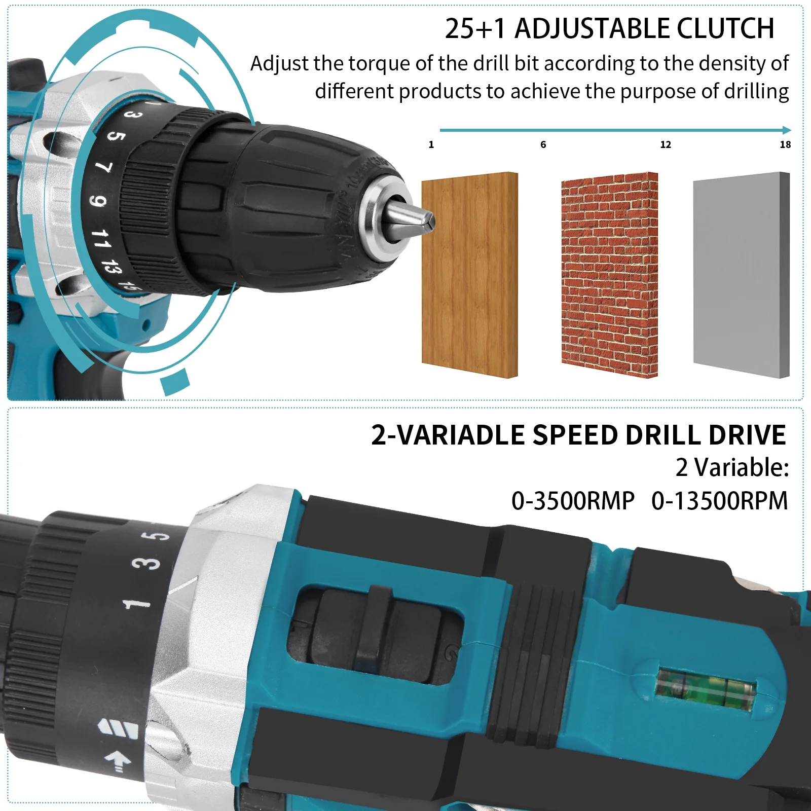 YOSOFT 21V Cordless Drill Set,119 Piece Power Tool Combo Kits,25+1Torque Setting with 2x2.0Ah Battery for Professional Garden Office Home Repair Maintain - Image 7