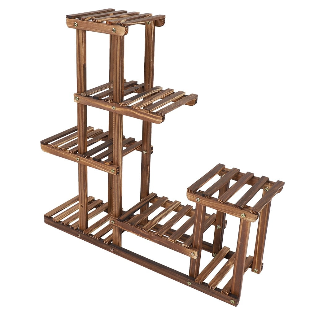 Wobythan Multi-Tiers Wooden Plant Stand Balcony Garden Flower Plant Stand Display Shelf - Image 5