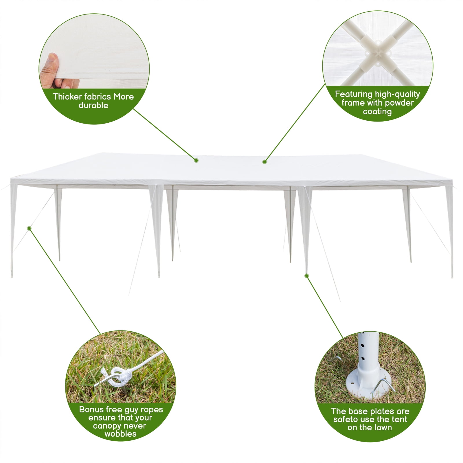 UBesGoo 10'x30' Canopy Tent w/ No Side Gazebo Canopy Outdoor Party Wedding Tent White - Image 3