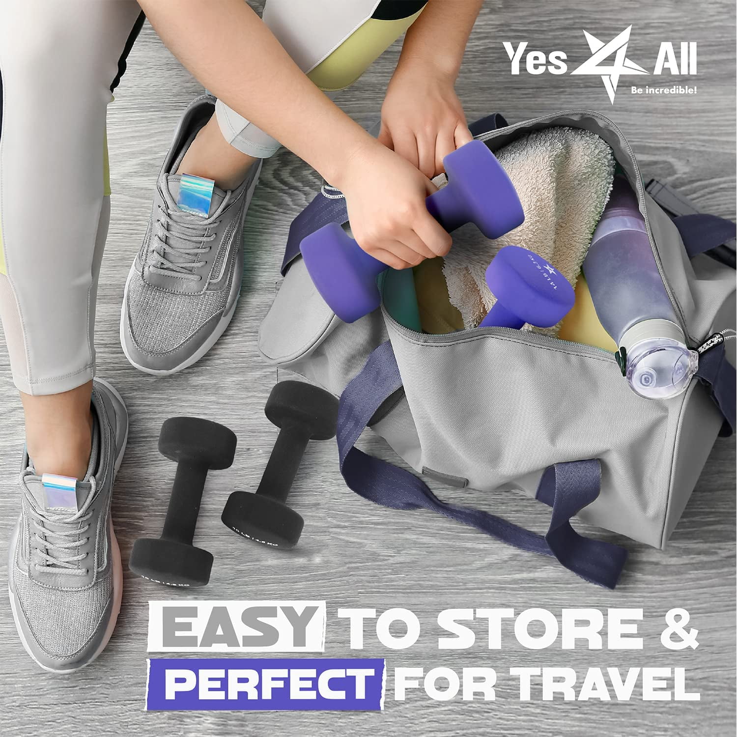 Yes4All Non-Slip Grip Neoprene Coated Dumbbell, Medium Dark Blue, 20 lb - Image 7