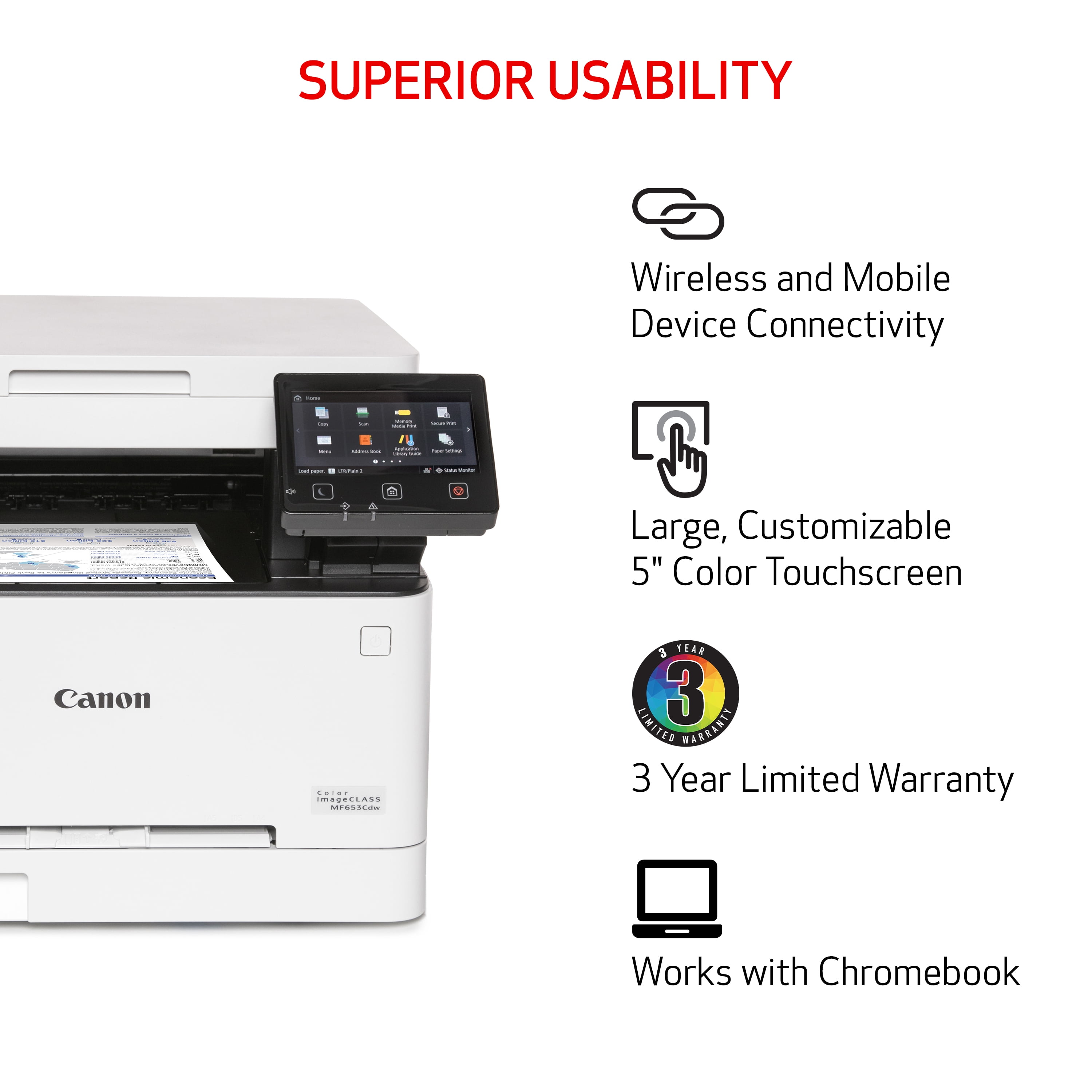 Canon Color imageCLASS MF653Cdw - Multifunction, Wireless Laser Printer with 3 Year Limited Warranty - Image 3
