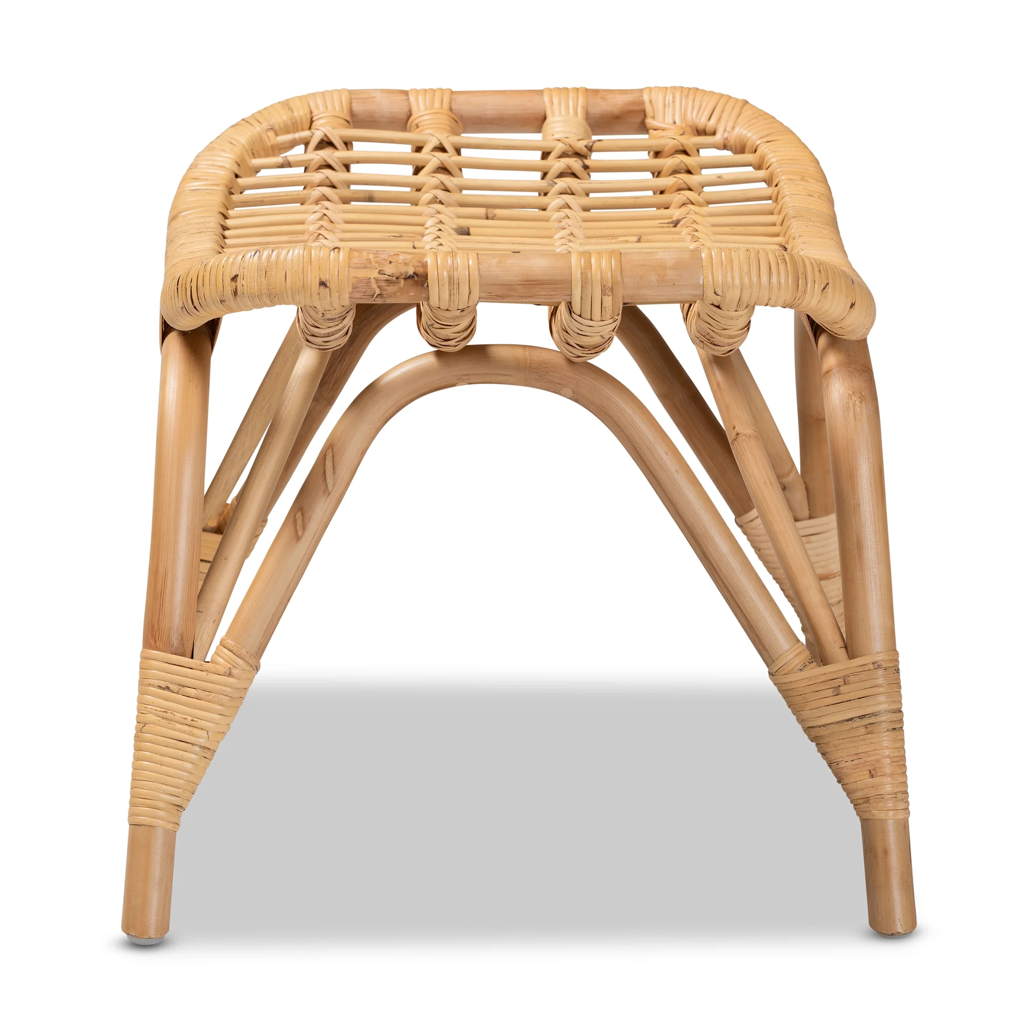 bali & pari Bernardo Rattan BOHO Ottoman, Natural Brown - Image 3