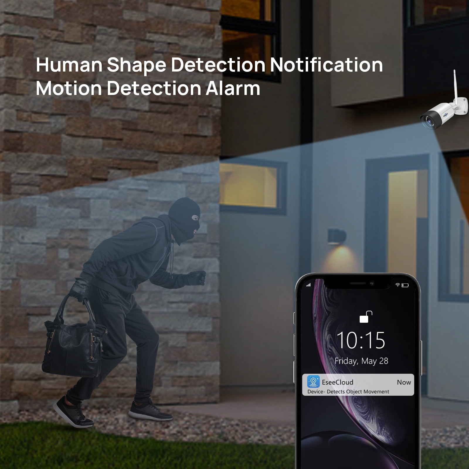 Hiseeu 3MP Wireless WiFi Security Camera System with 3TB Hard Drive, 8Pcs Security Cameras Wireless WiFi with 2-Way Audio,IP66 Waterproof,64ft IR Night Vision,Motion Detect Home Security System - Image 6