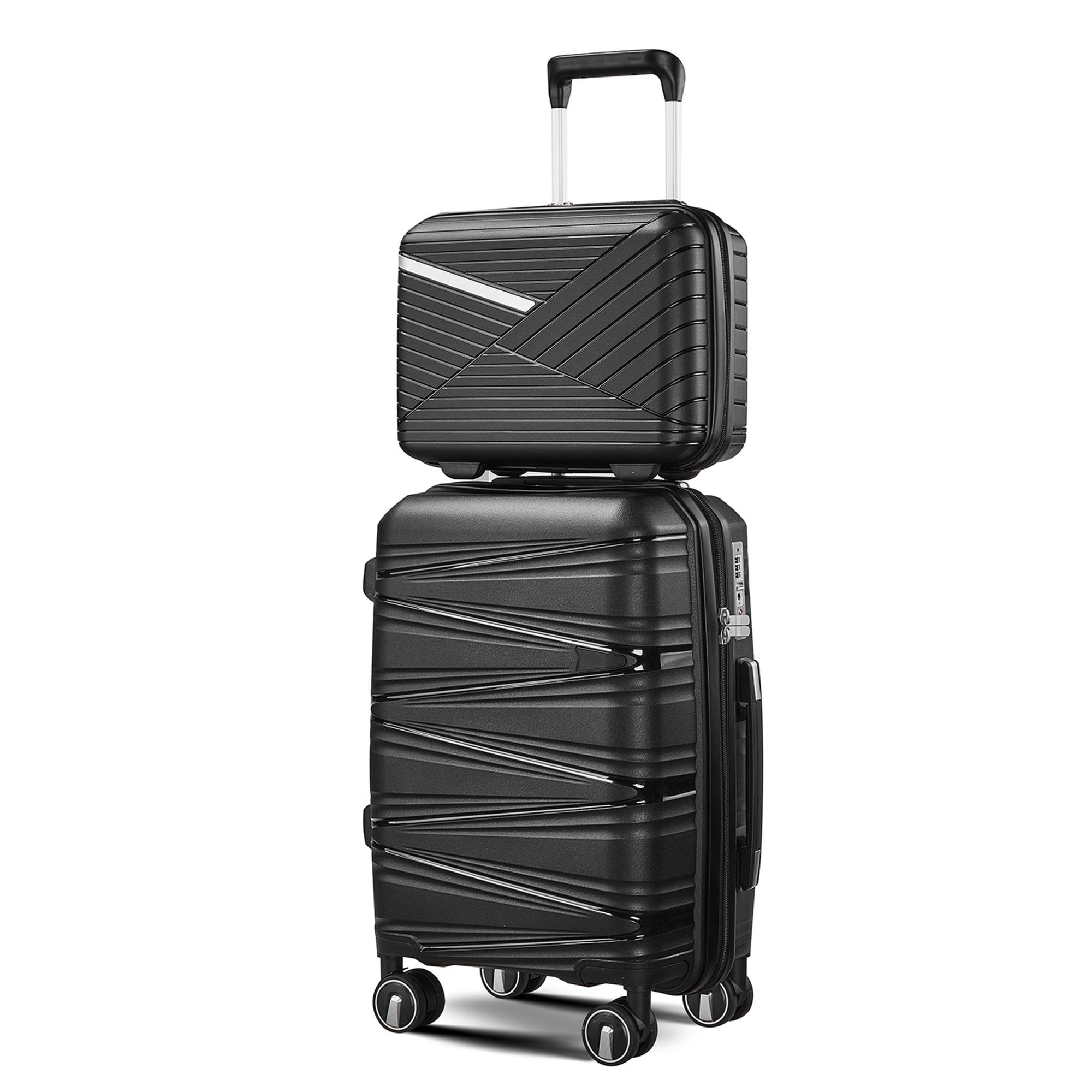 Aukfa Expandable Hardside 4-Piece Luggage Travel Set, Durable Suitcase, Double Wheels, Black - Image 6