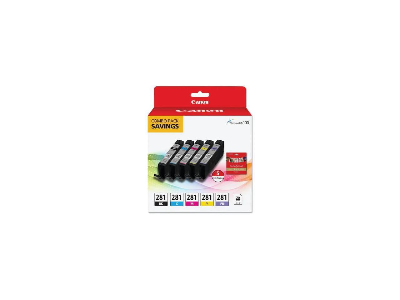 Canon 281 Black/Cyan/Magenta/Yellow/Photo Blue Standard Yield Ink Cartridge 5/Pack (2091C006) - Image 5