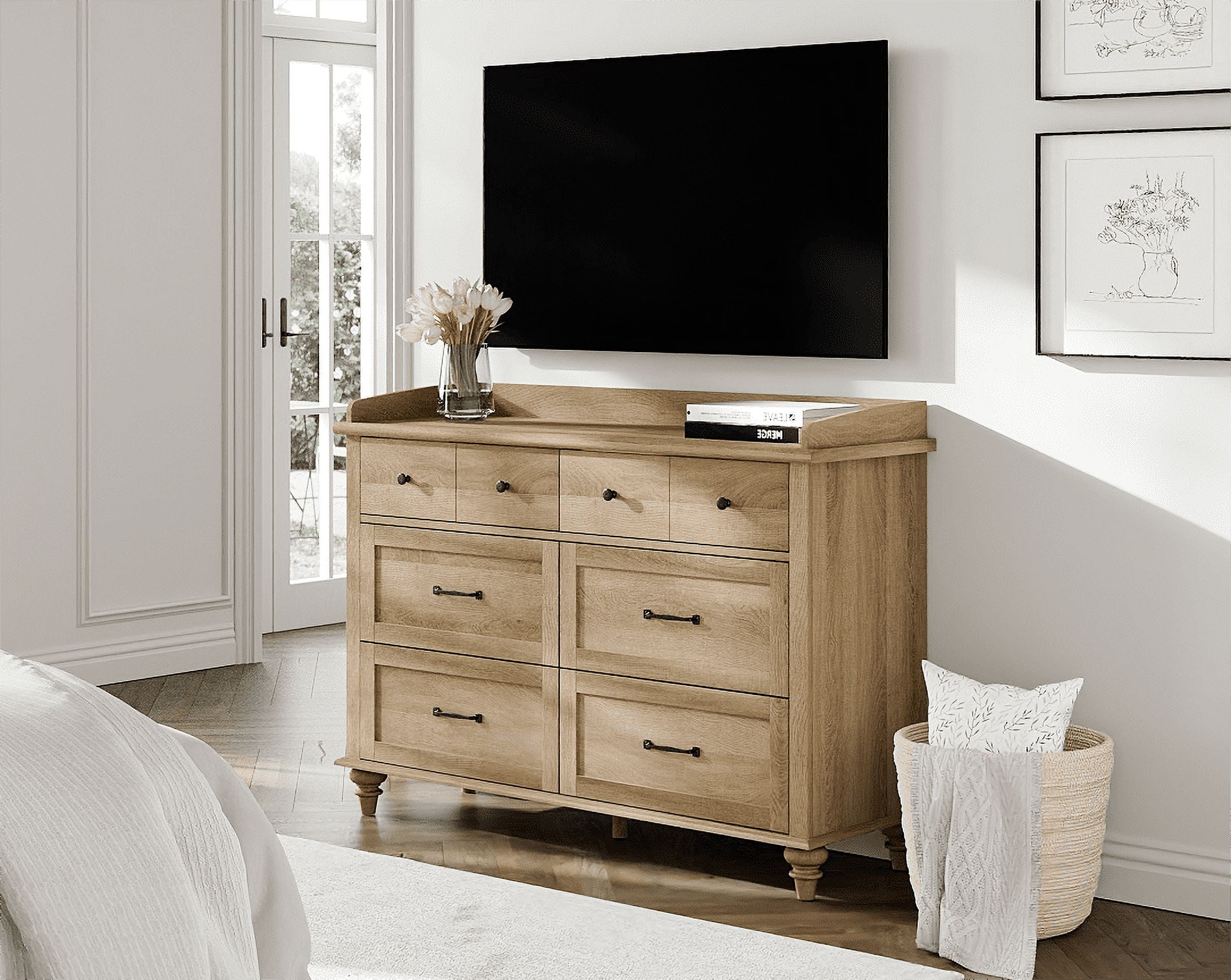 Wood Kids Dresser with 6 Drawers, Oak Nursery Dresser Chest of Drawers, Mid-Century Dresser for Bedroom - Image 5