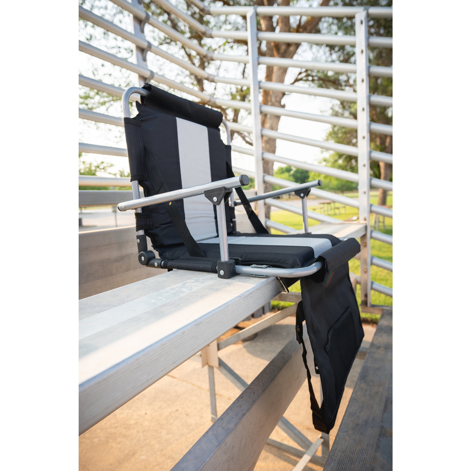 Stansport Tubular Frame Folding Stadium Seat with Arms - Black/Tan - Image 6