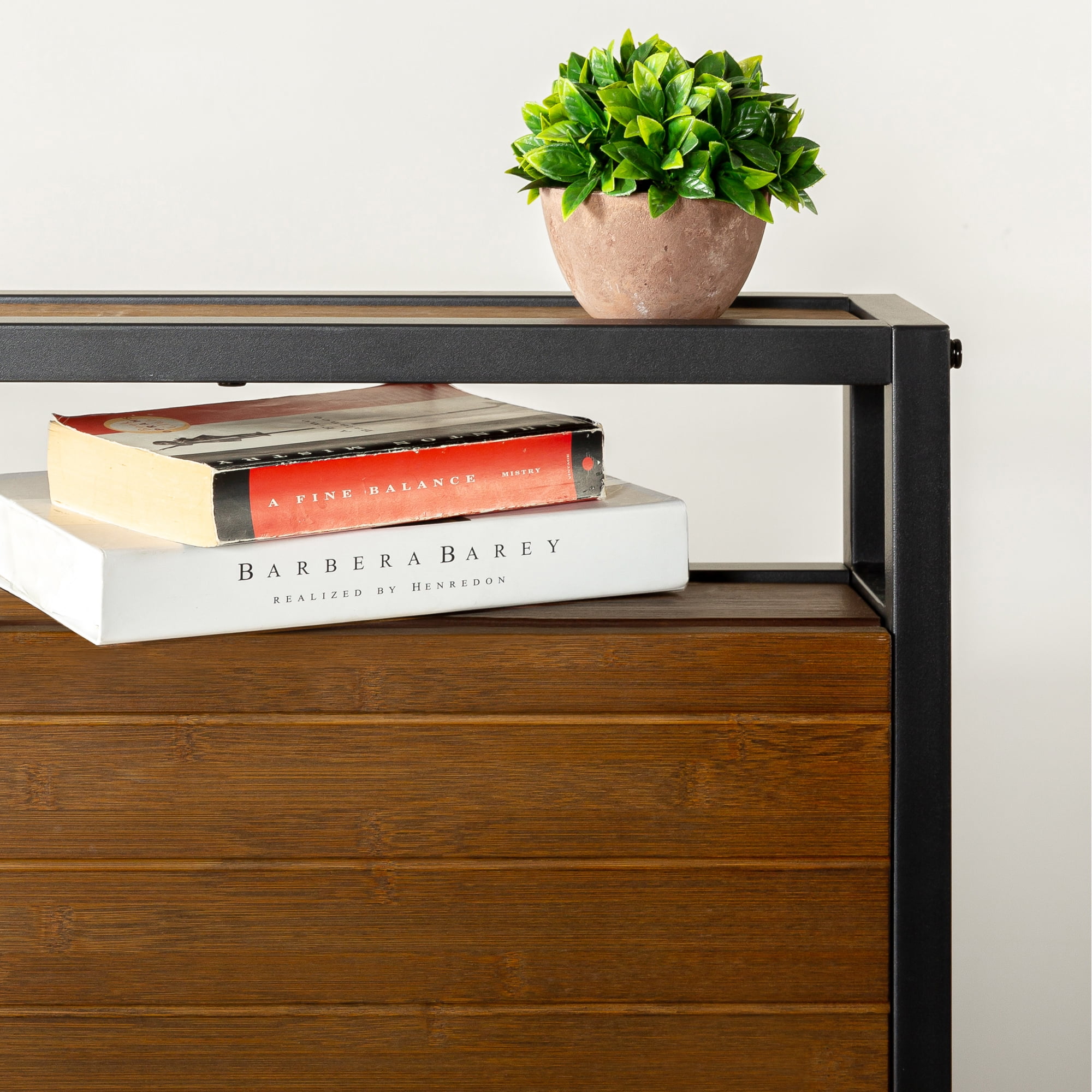 Zinus Suzanne 39" Bamboo and Metal Platform Bed Frame with Shelf and USB Ports, Adult, Queen - Image 10