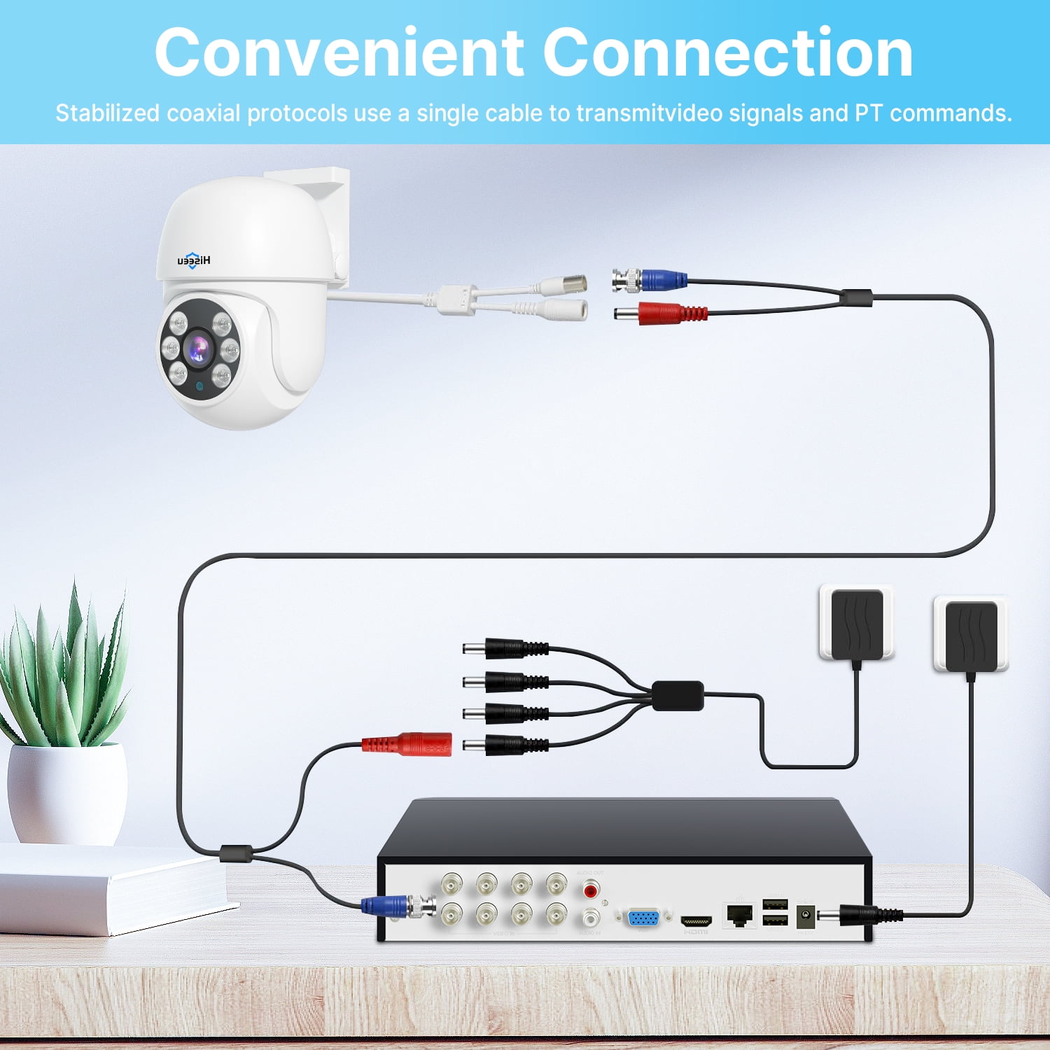 Hiseeu PT Wired Security Camera System 8ch 5MP Cameras 1TB Hard Drive,Outdoor,Remote Access,Night Vision,24/7 Record,Person Vehicle Detection Cameras - Image 6