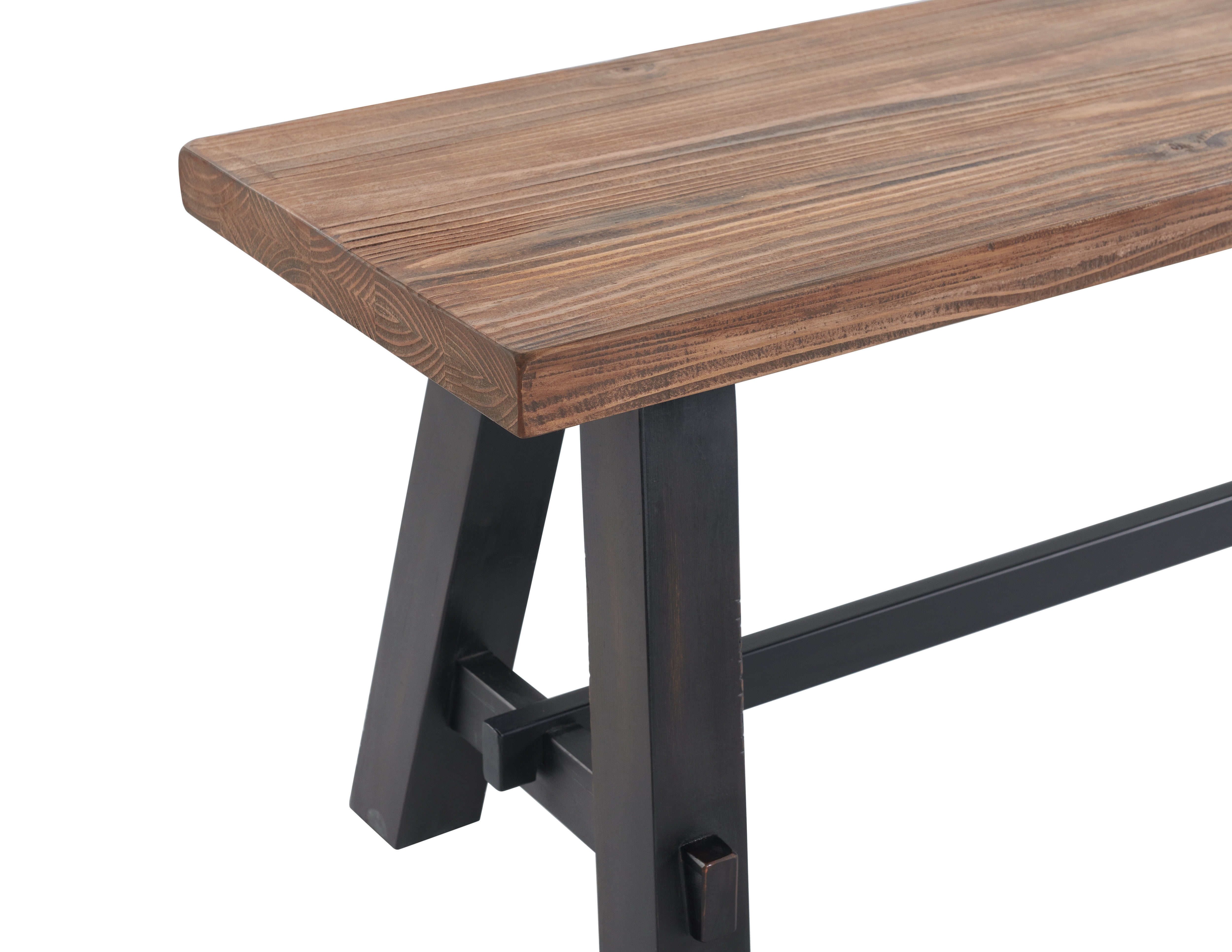 Alaterre Furniture Adam 48"L Solid Wood Entryway Bench, Rustic Industrial Style, Seating, Easy Assembly, Brown - Image 3