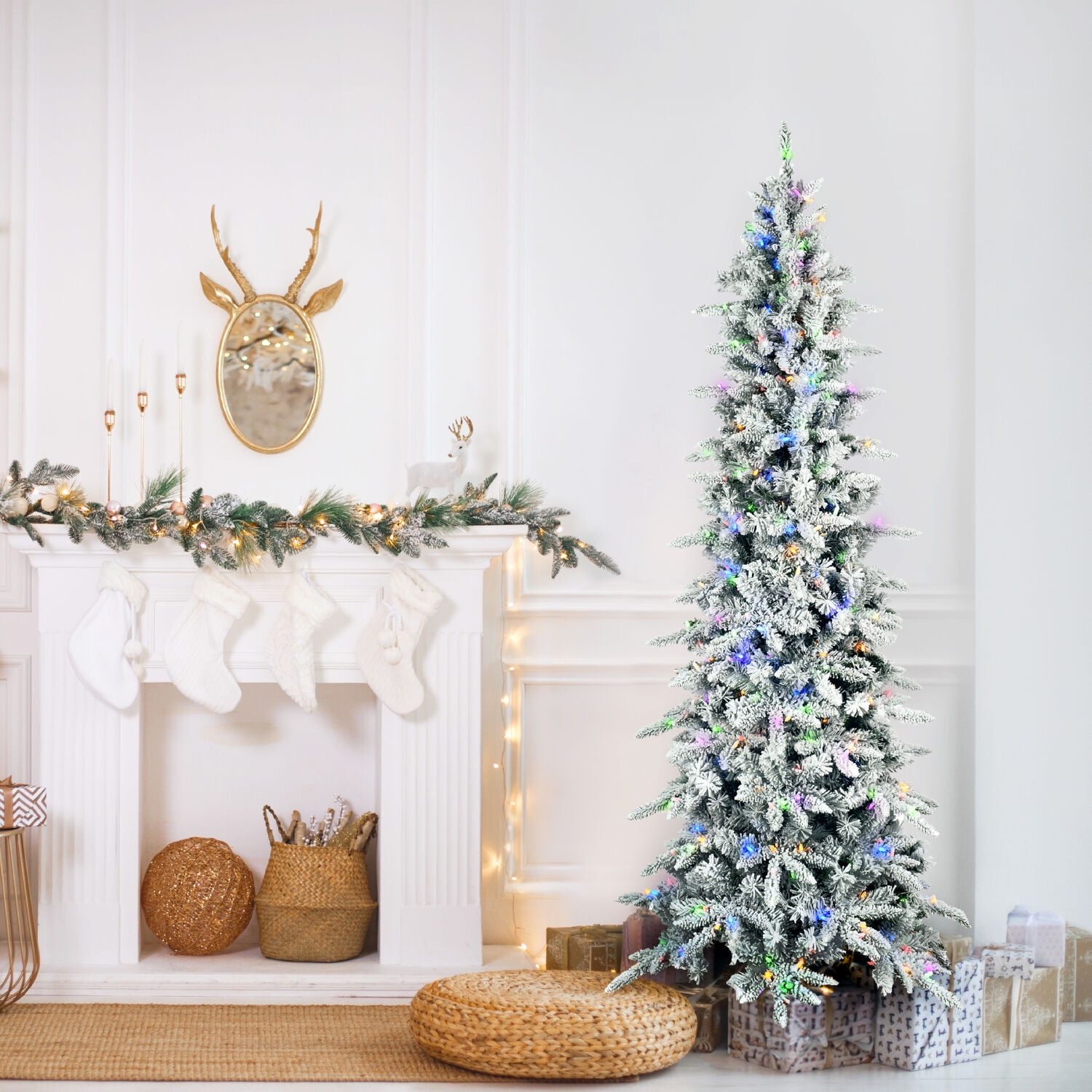 Fraser Hill Farm Prelit LED Multicolor 9-ft Mountain Pine Artificial Slim Christmas Tree - Image 3