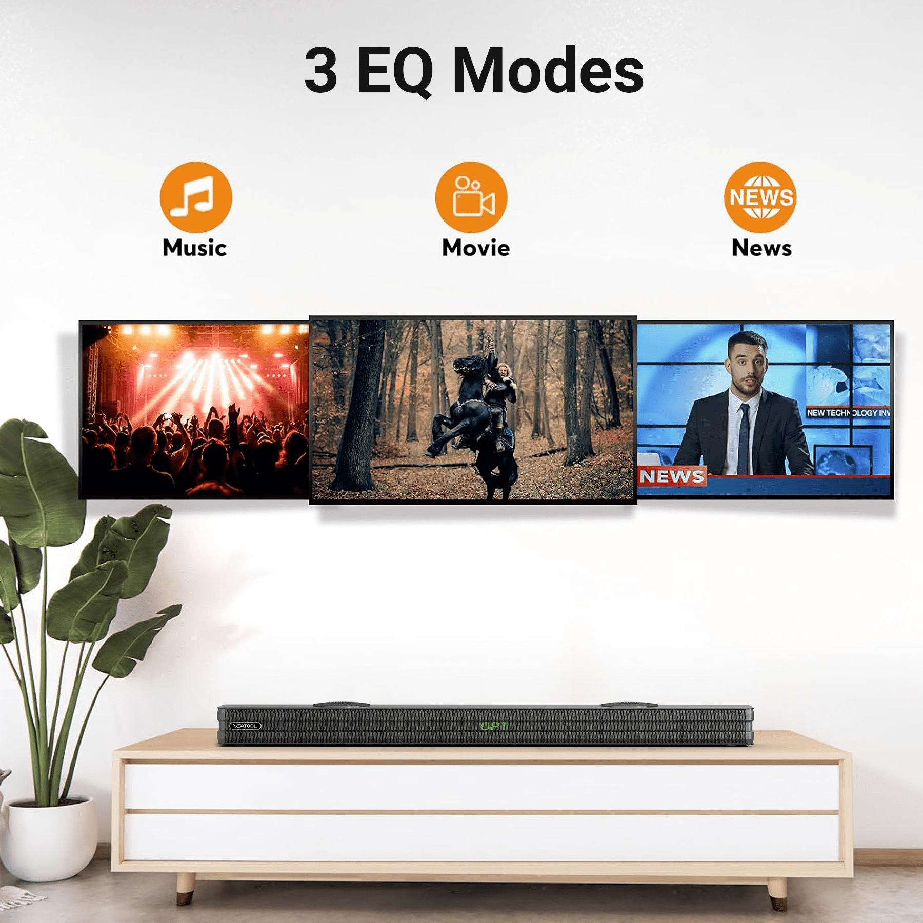 VEAT00L S50L 100W 2.2ch Sound Bars for TV, Soundbar with Subwoofer, Wired & Wireless Bluetooth 5.0 3D Surround Speakers, Optical/HDMI/AUX/COAX/USB Connection, Wall Mountable - Image 7