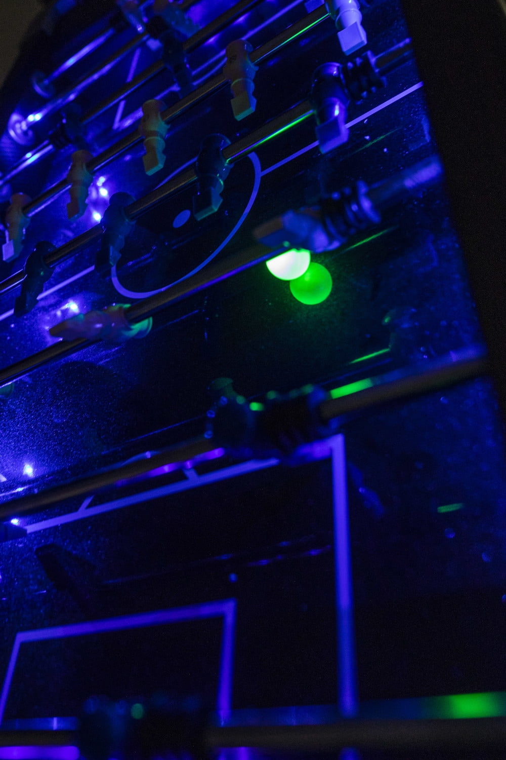 Atomic Azure LED Light Up Foosball Table with Interactive Inrail LED Lighting and Cascading Effects Paired with In Game Music - Image 15