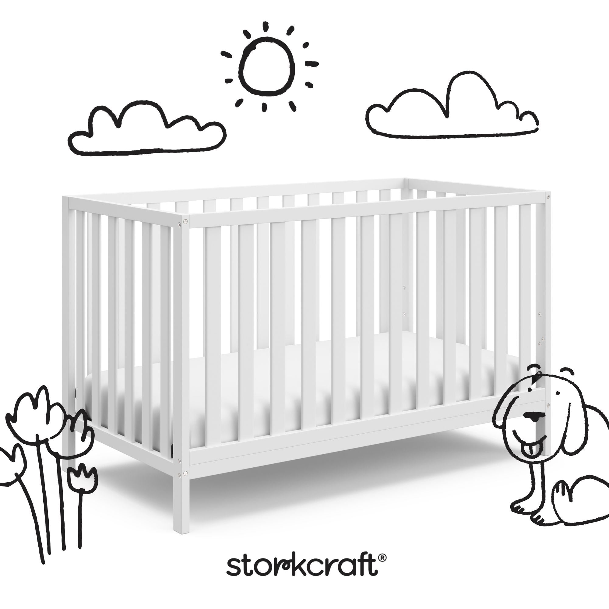 Storkcraft Sunset 4-in-1 Convertible Baby Crib, White - Image 6