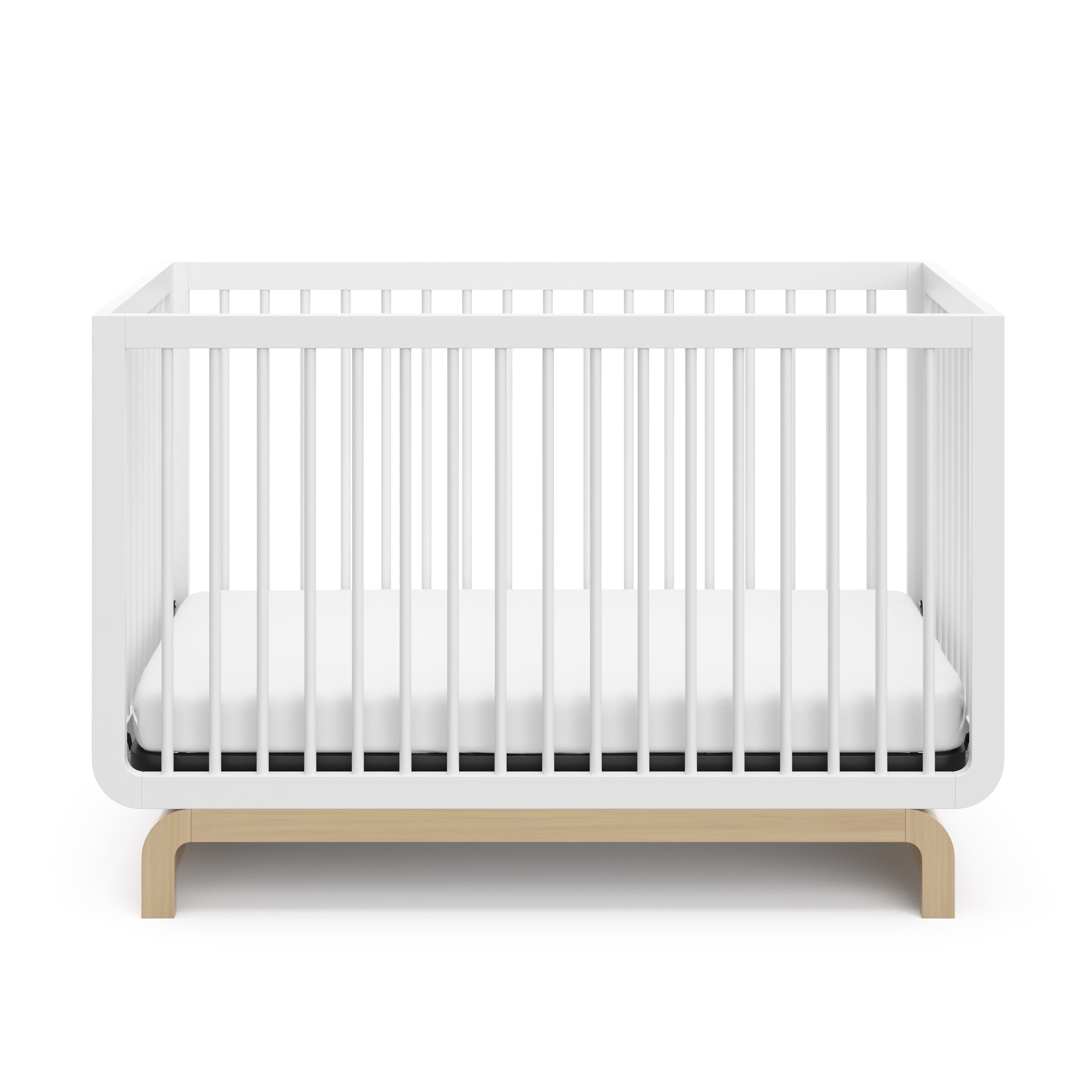 Storkcraft Santorini 5-in-1 Convertible Baby Crib, White with Driftwood - Image 21