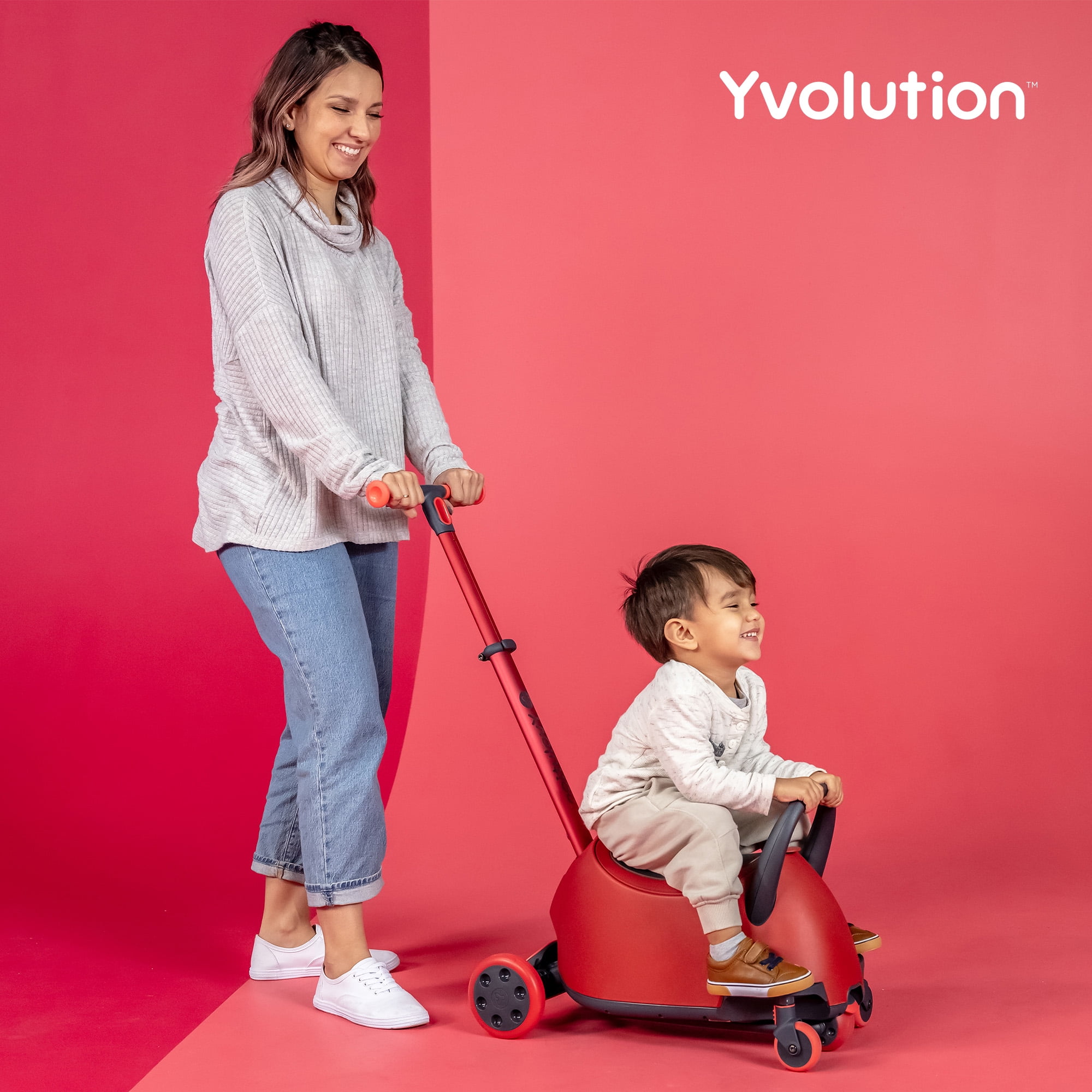 Yvolution Y Glider Luna, 3-in-1 Ride-on Toy to Kids Kick Scooter LED Light-up Wheels Red Unisex - Image 7
