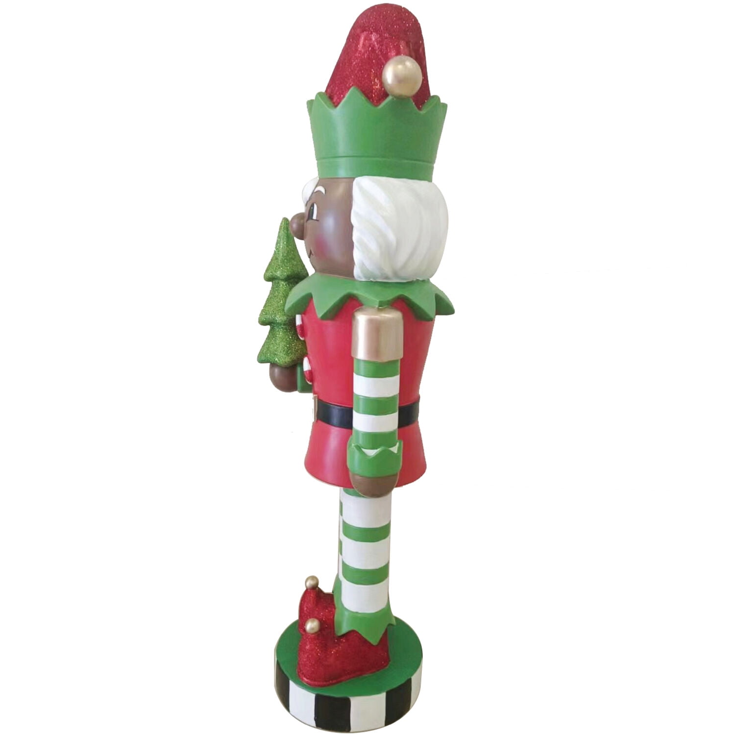 Fraser Hill Farm 48-inch African American Elf Nutcracker Figurine Holding Tree in Red/Green, FFMG048-0ELF-MLTAA - Image 15