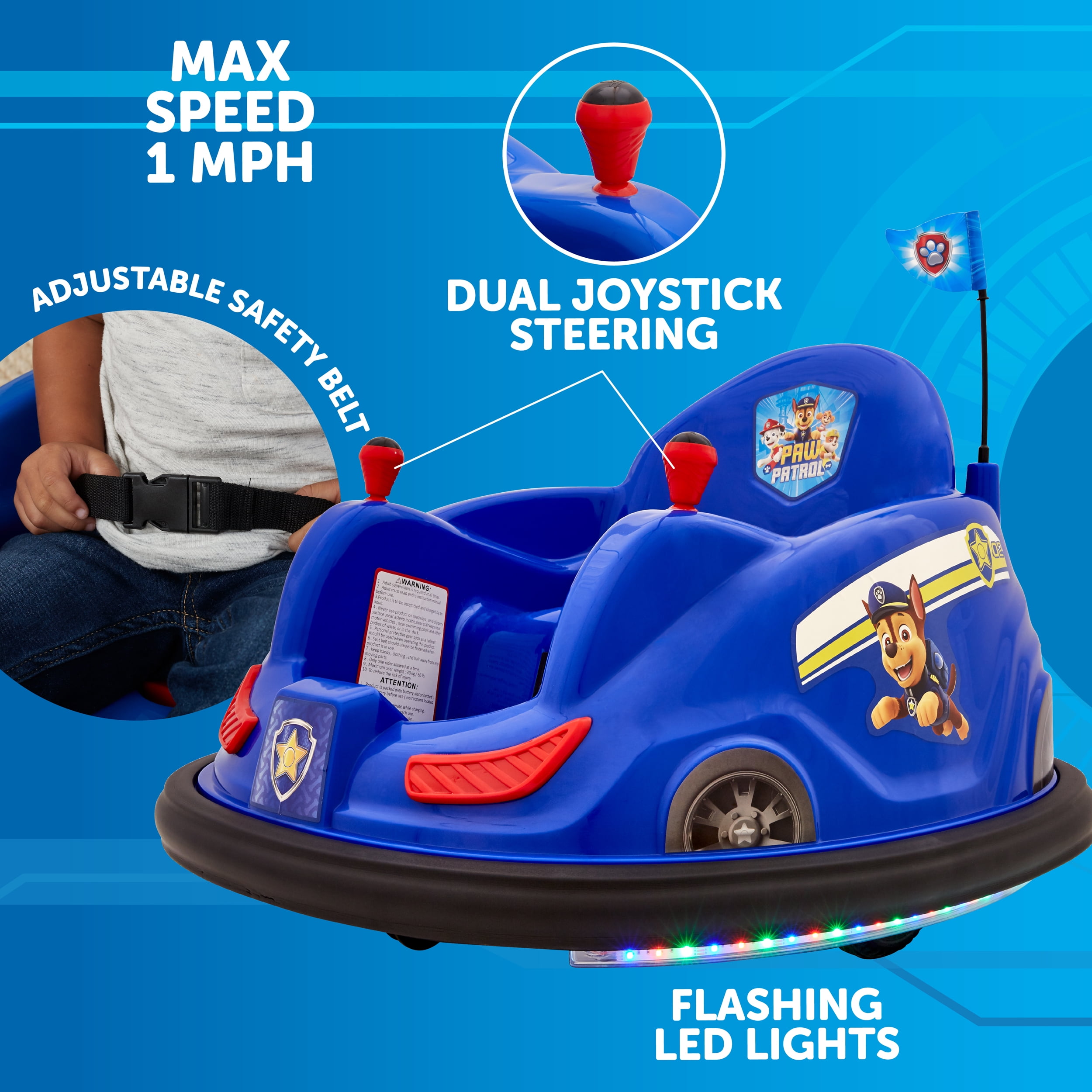 PAW Patrol 6V Bumper Car, Battery Powered, Electric Ride on by Flybar - Image 7